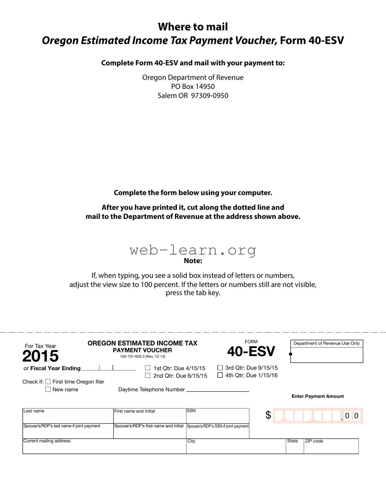 Blank Oregon 40 Esv Form