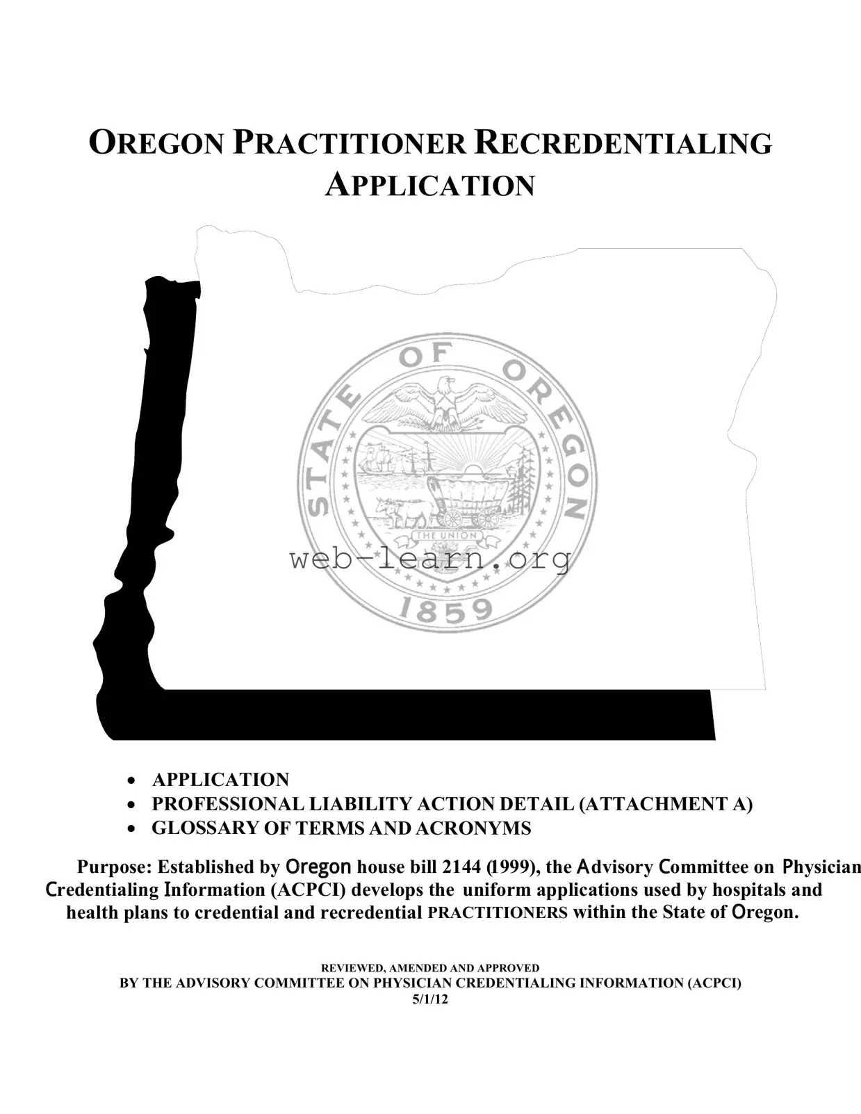 Blank Oregon Practitioner Application Form