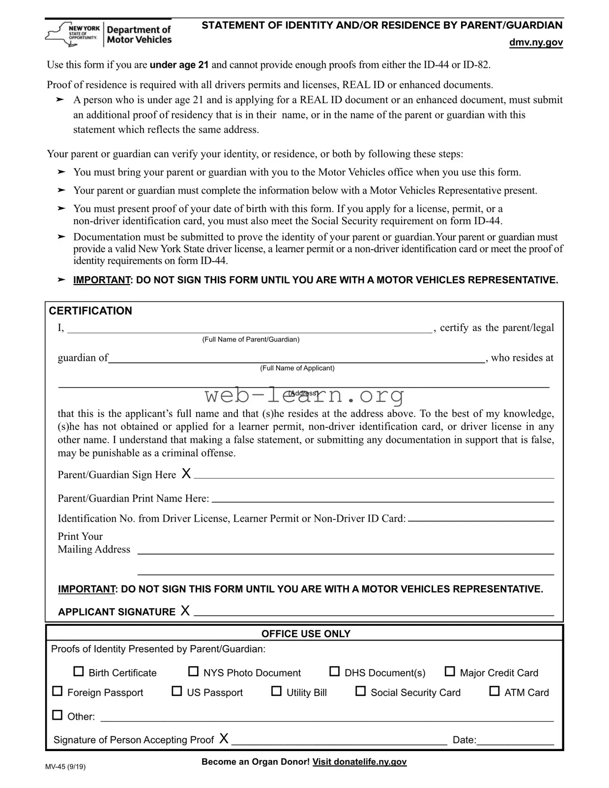 Blank New York Dmv Form