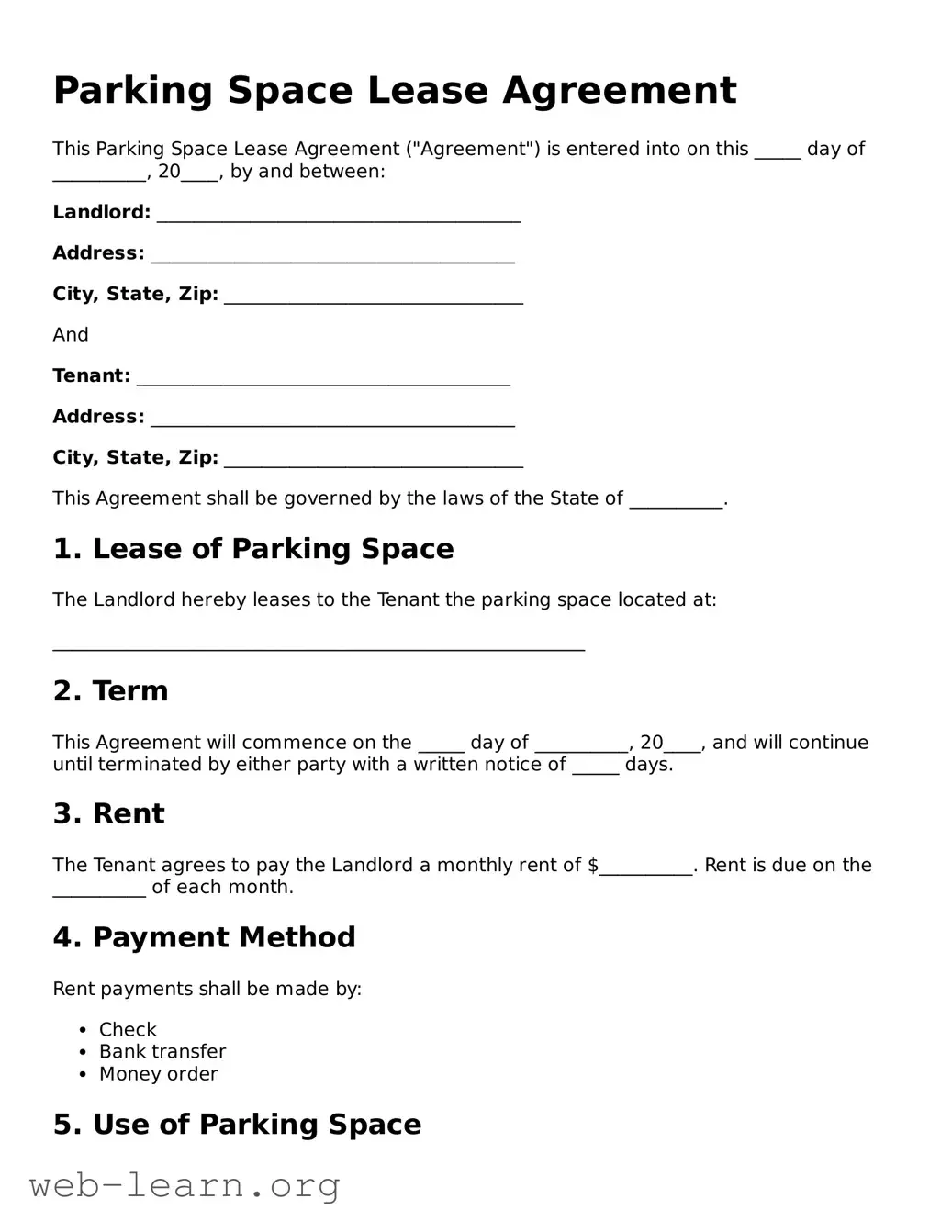 Attorney-Approved Parking Space Lease Agreement Template