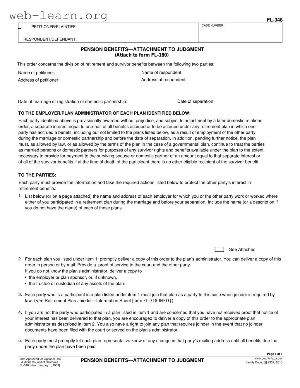 Blank California Fl 348 Form