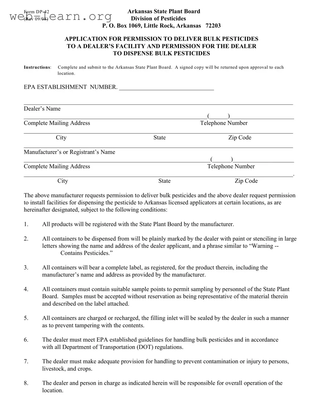 Blank Arkansas Dp 42 Form