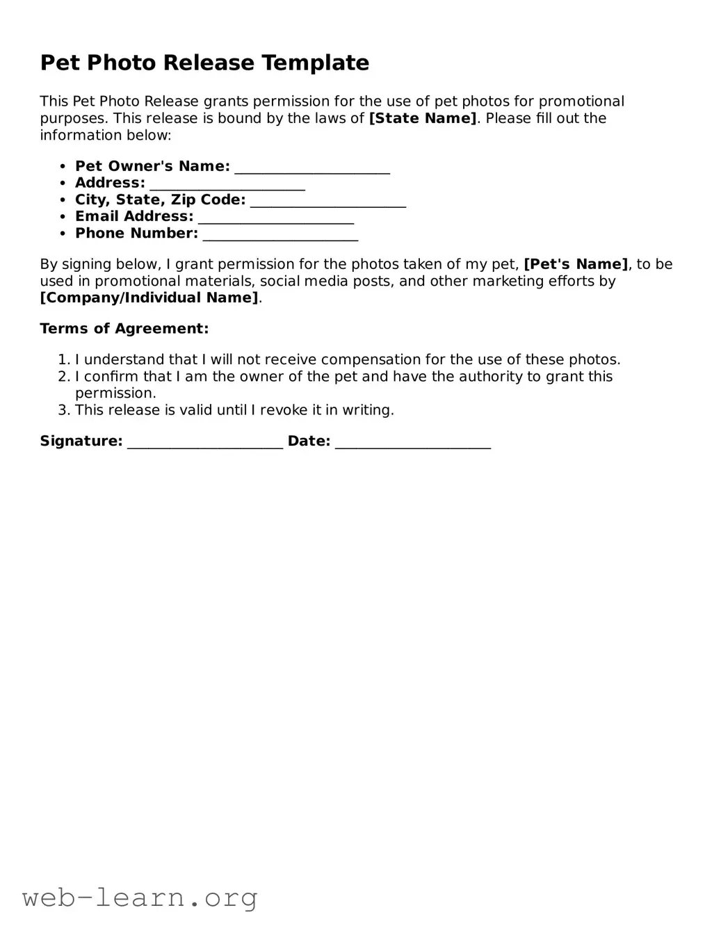 Attorney-Approved Pet Photo Release Template