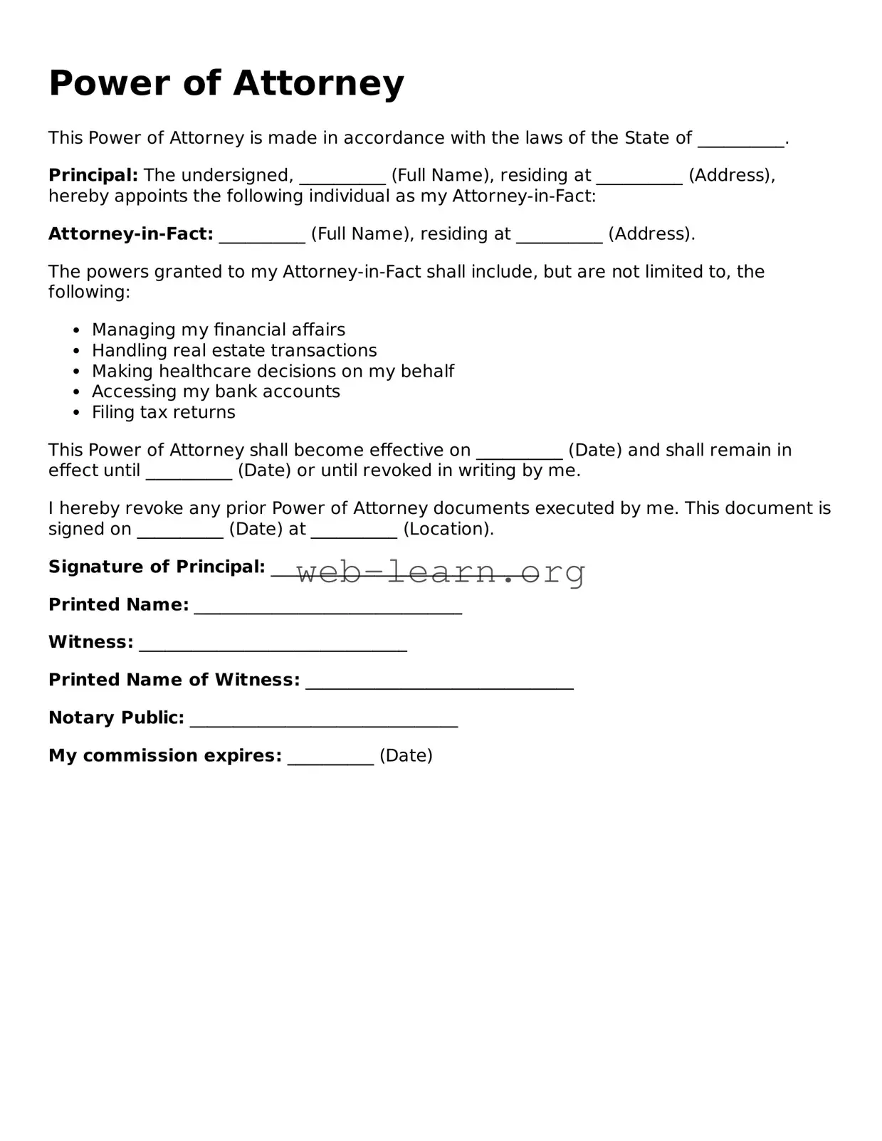 Attorney-Approved Power of Attorney Template