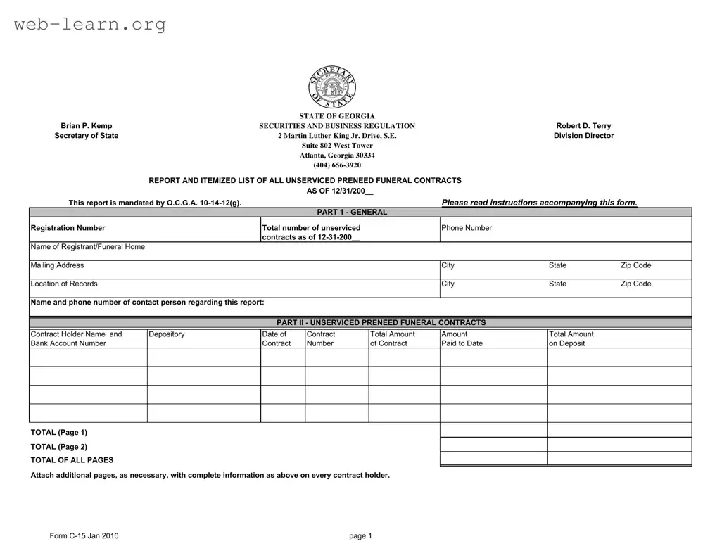 Blank Georgia C 15 Form