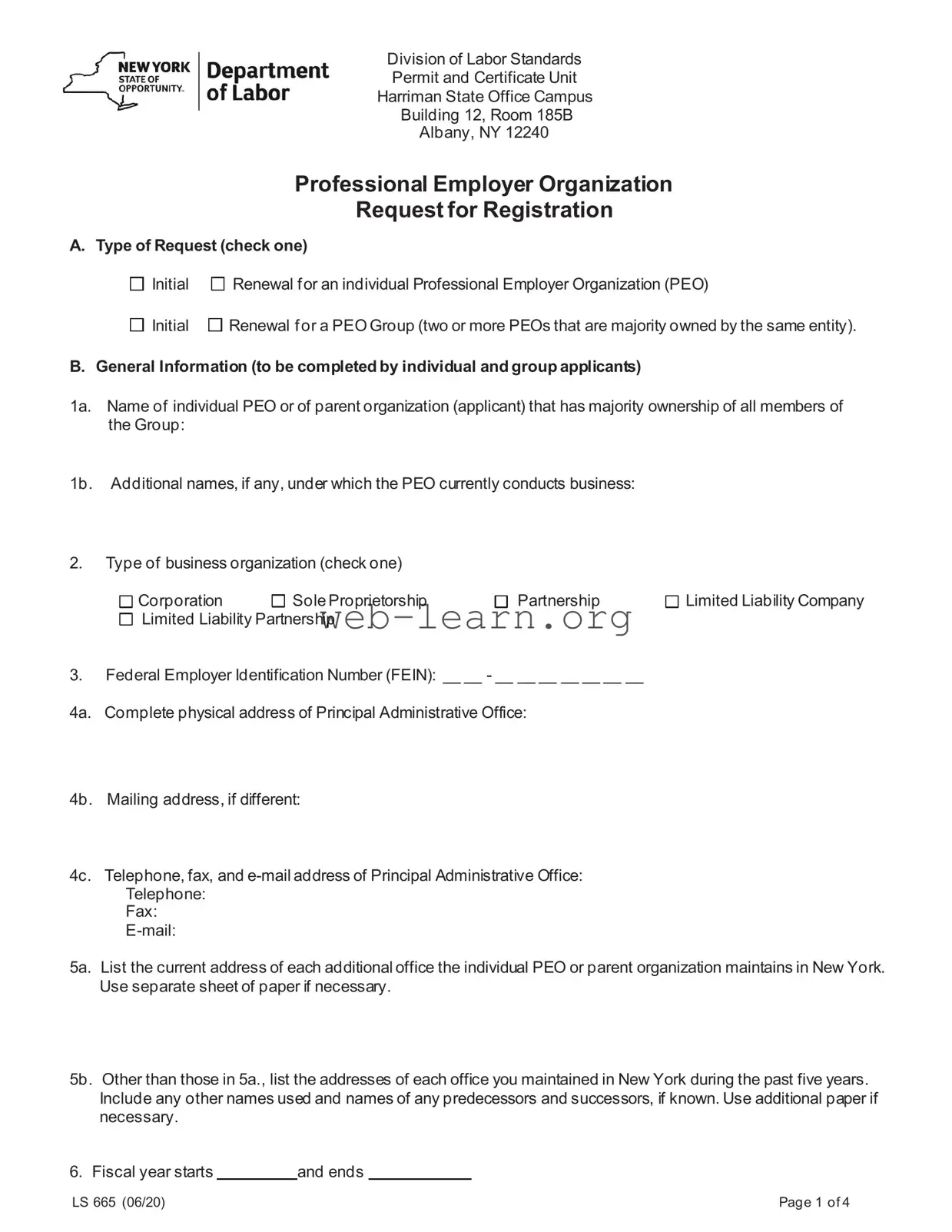 Blank New York Ls 665 Form