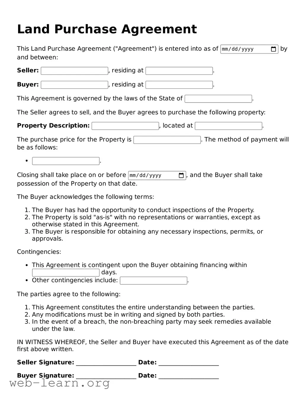 Attorney-Approved Land Purchase Agreement Template