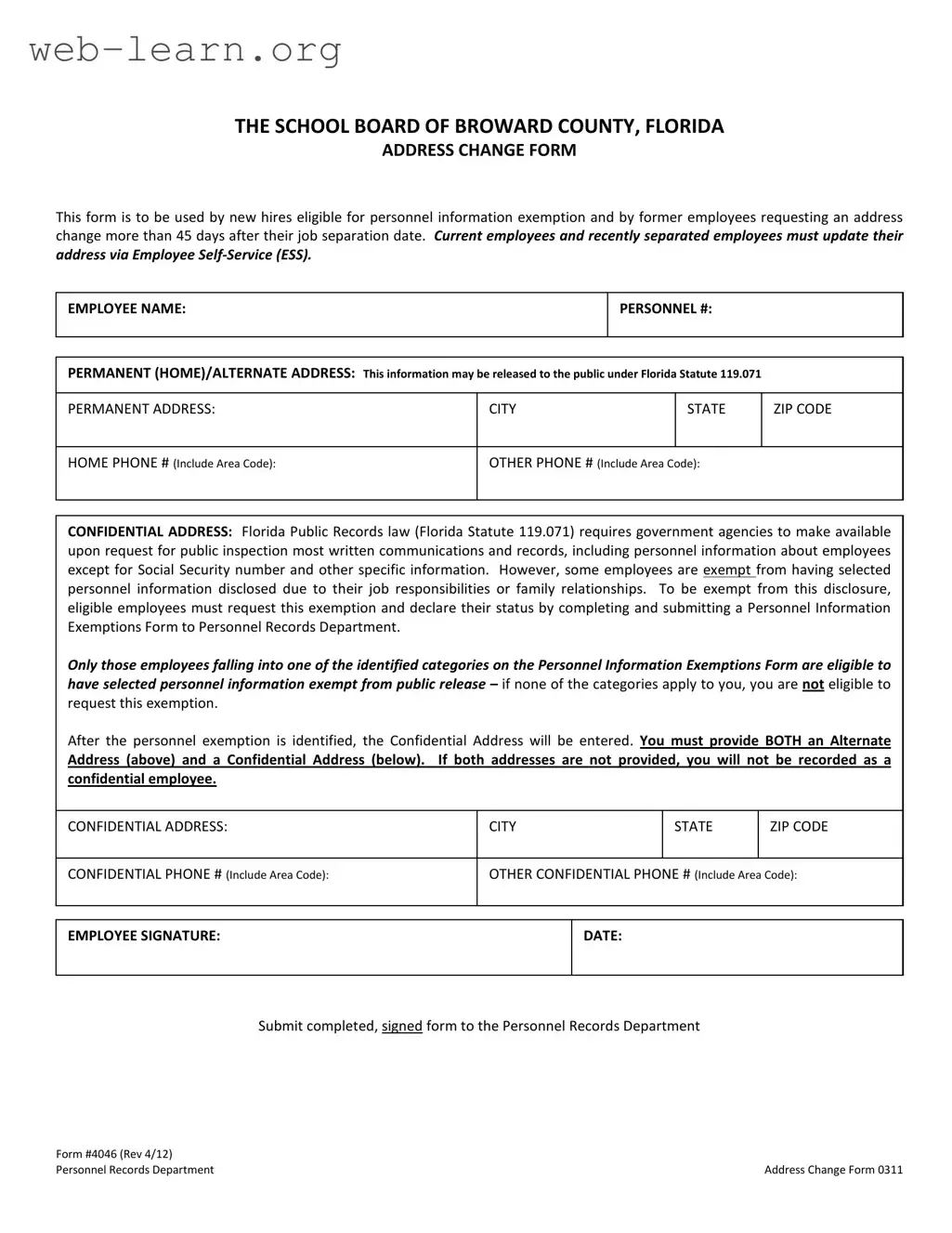 Blank Florida 4046 Form