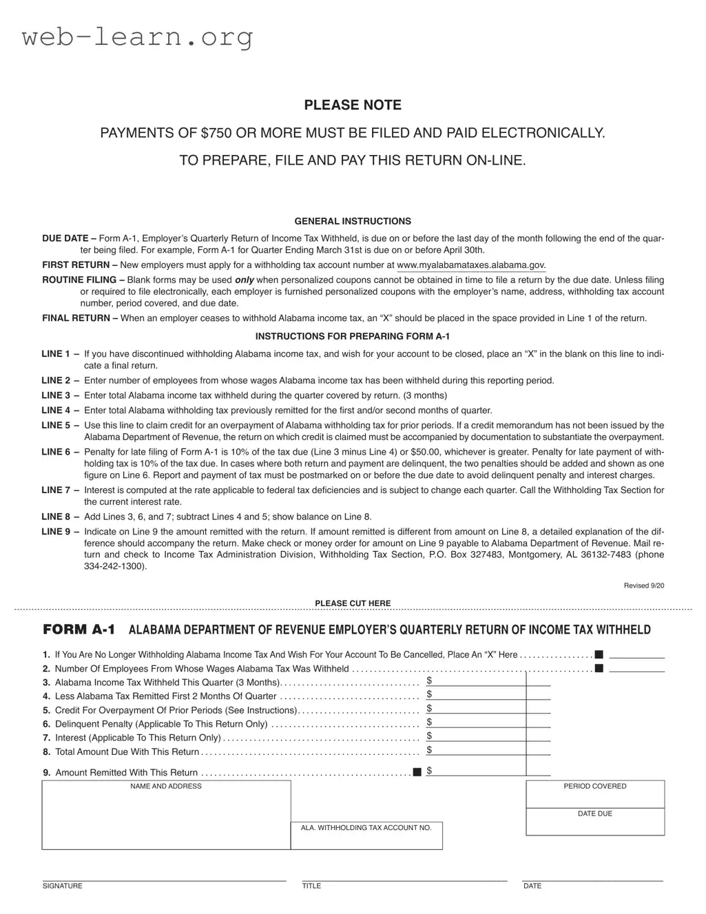 Blank Alabama A 1 Form