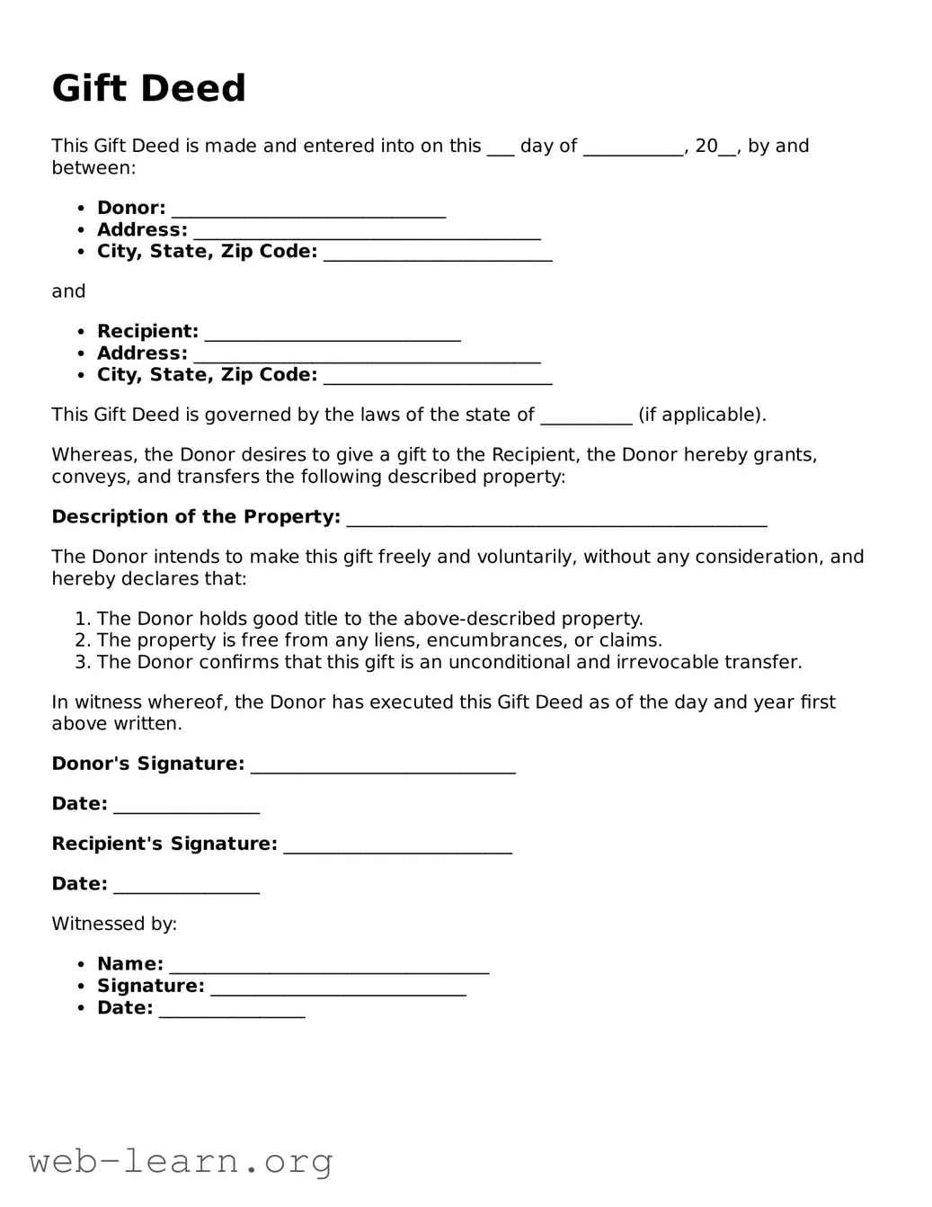 Attorney-Approved Gift Deed Template