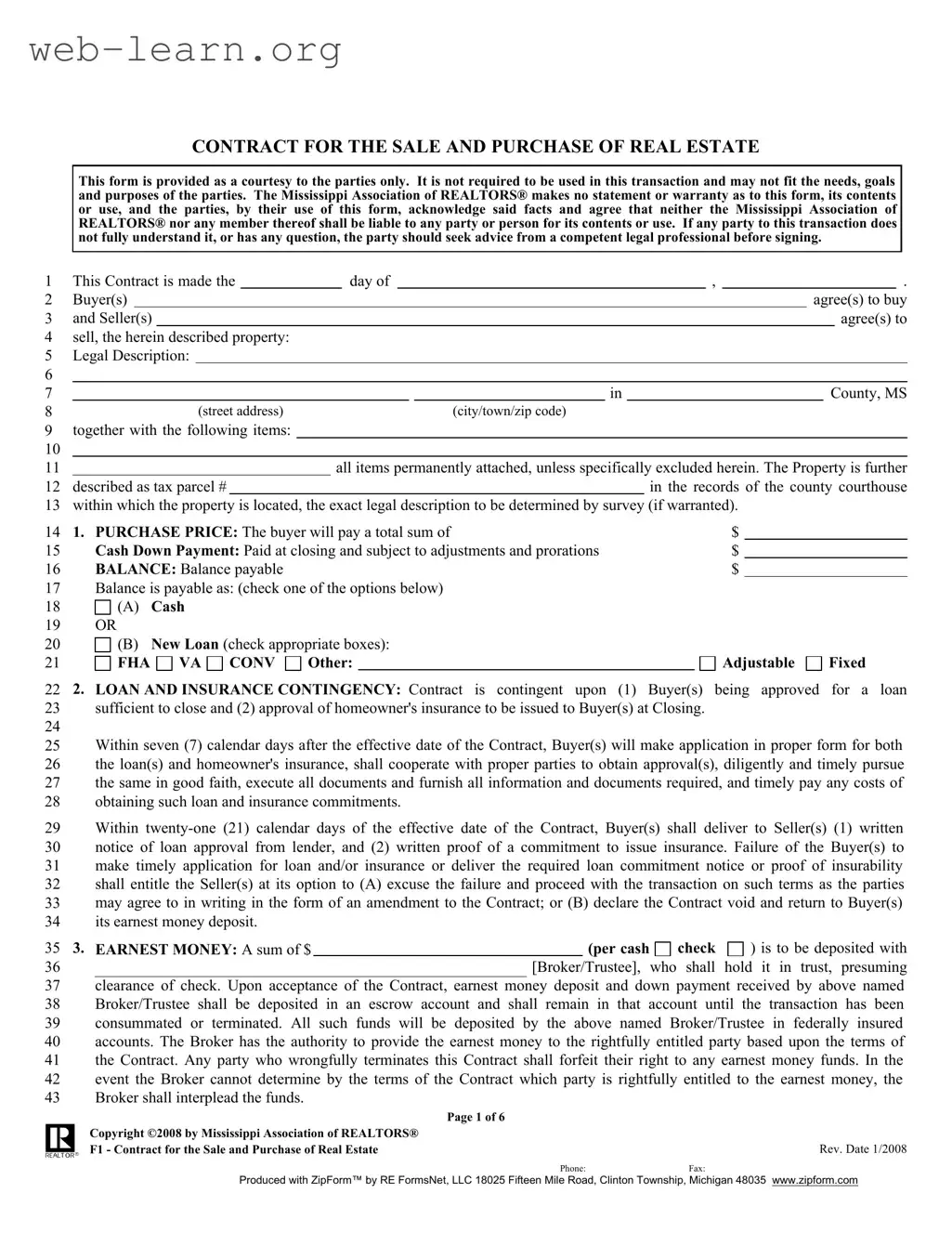 Blank Michigan Real Estate Buy Form