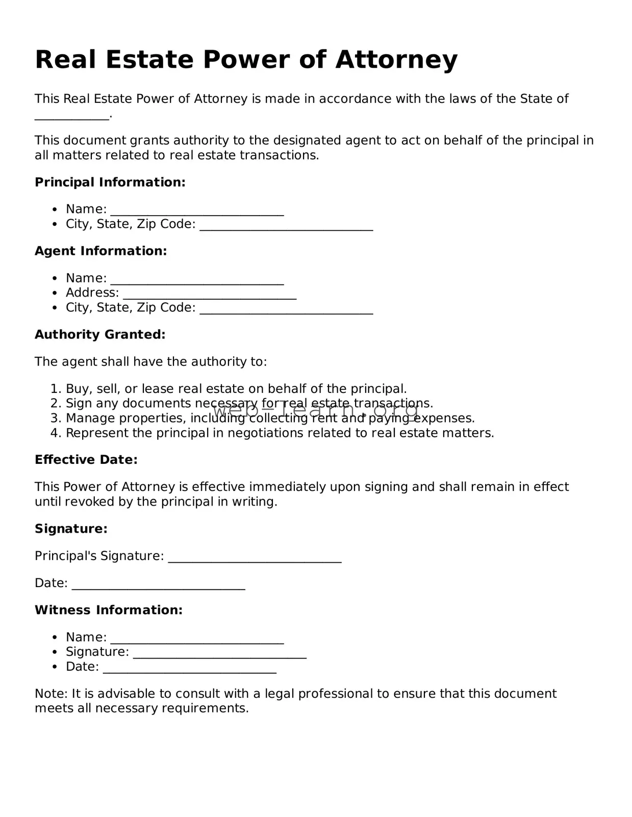 Attorney-Approved Real Estate Power of Attorney Template