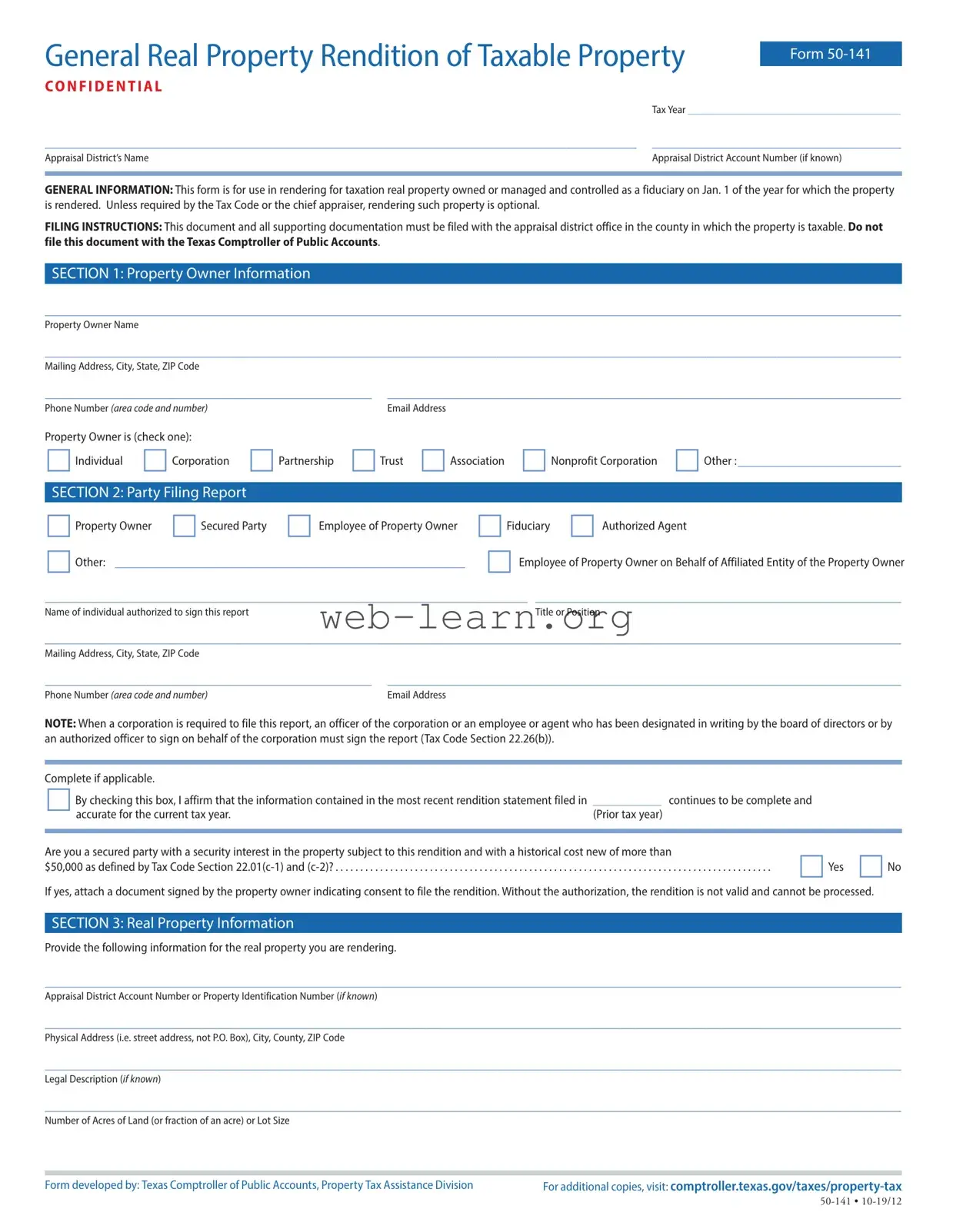 Blank Texas 50 141 Form
