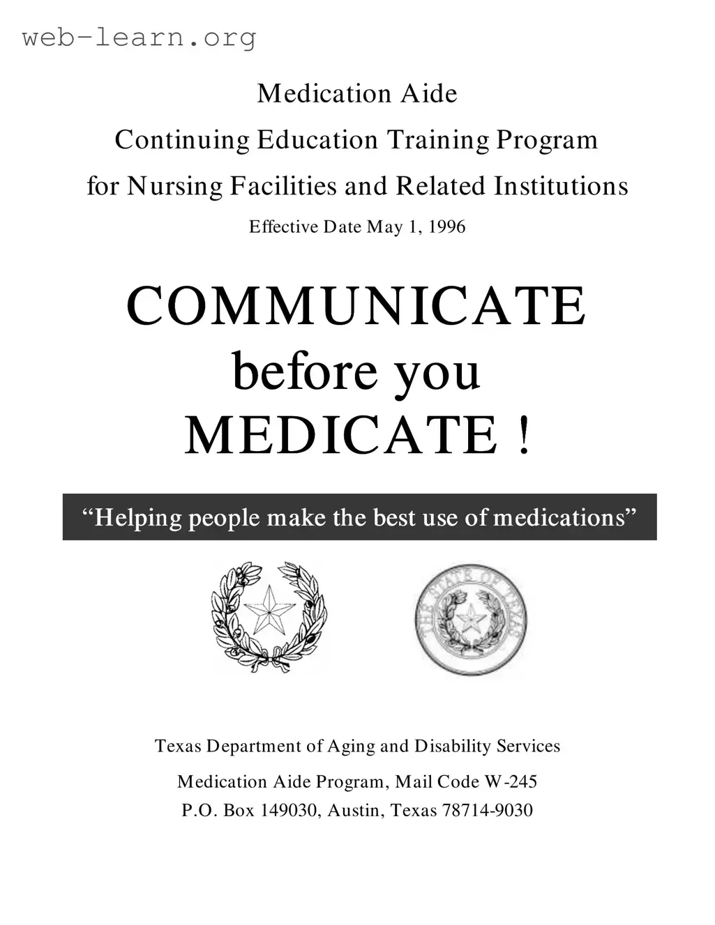 Blank Medication Aide Renewal In Texas Form