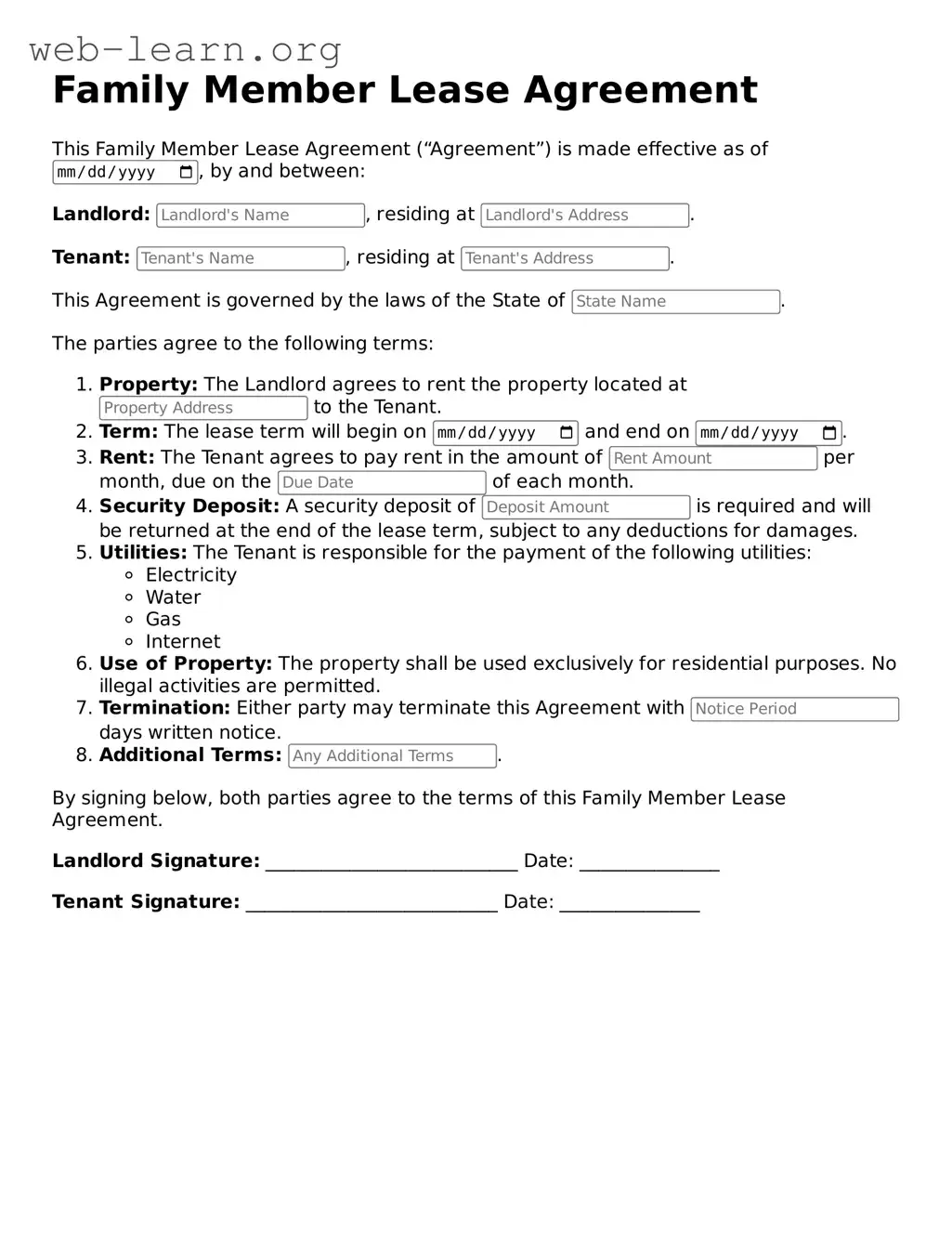 Attorney-Approved Family Member Lease Agreement Template