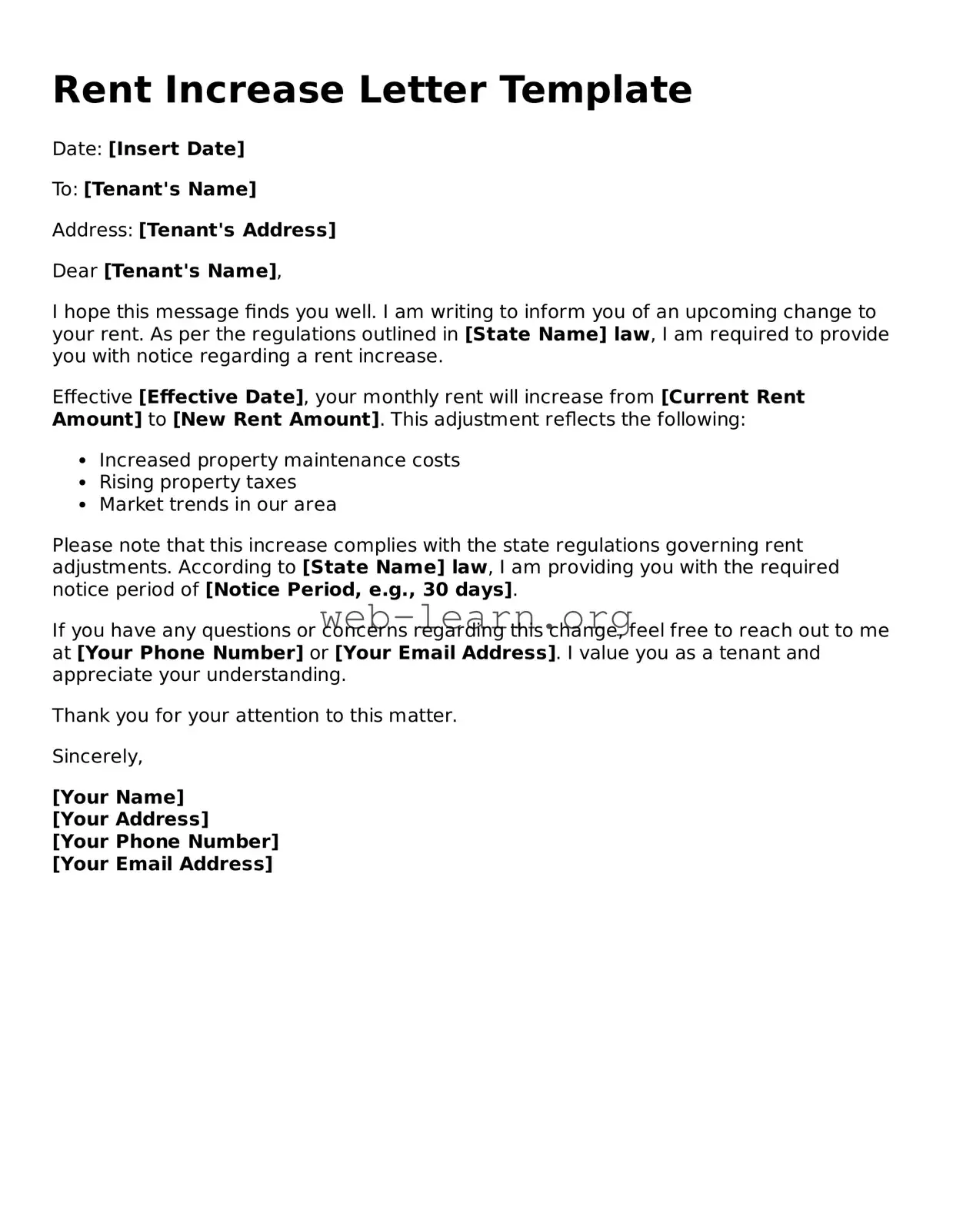 Attorney-Approved Rent Increase Letter Template