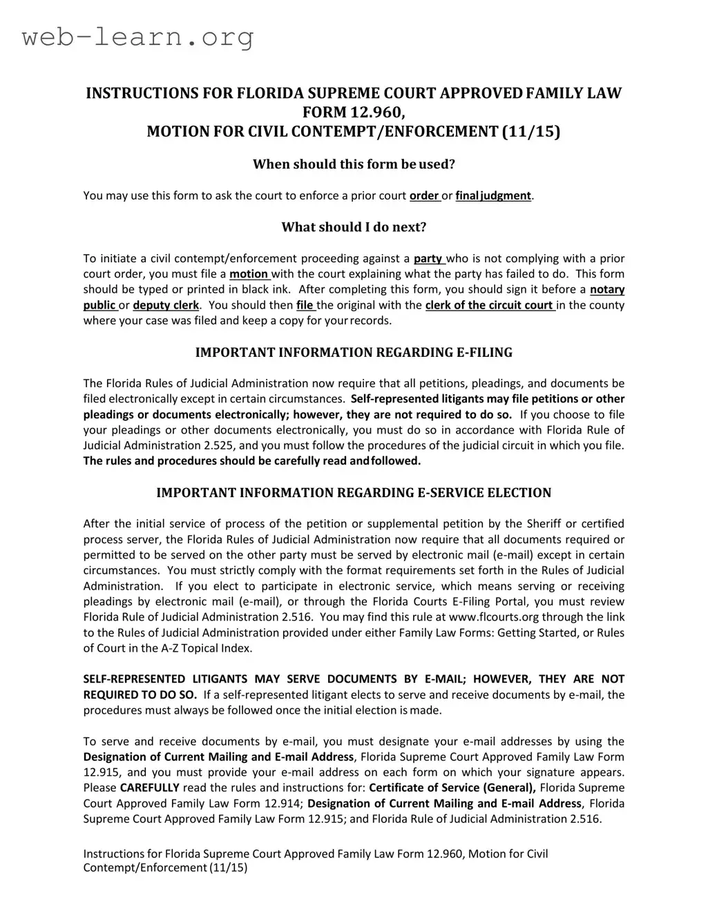 Blank Florida Motion Form