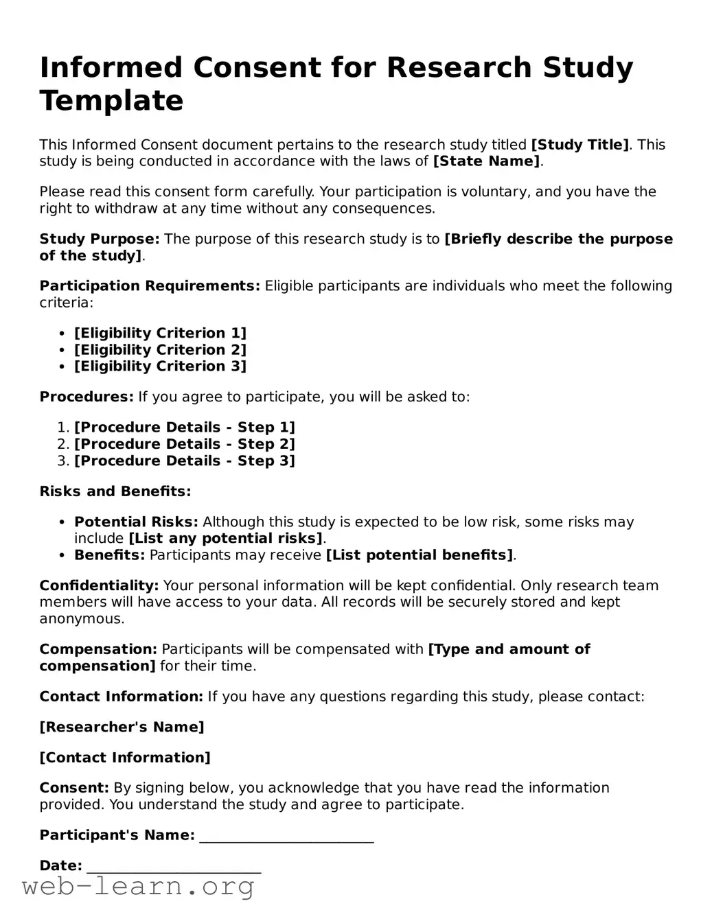 Attorney-Approved Informed Consent for Research Study Template