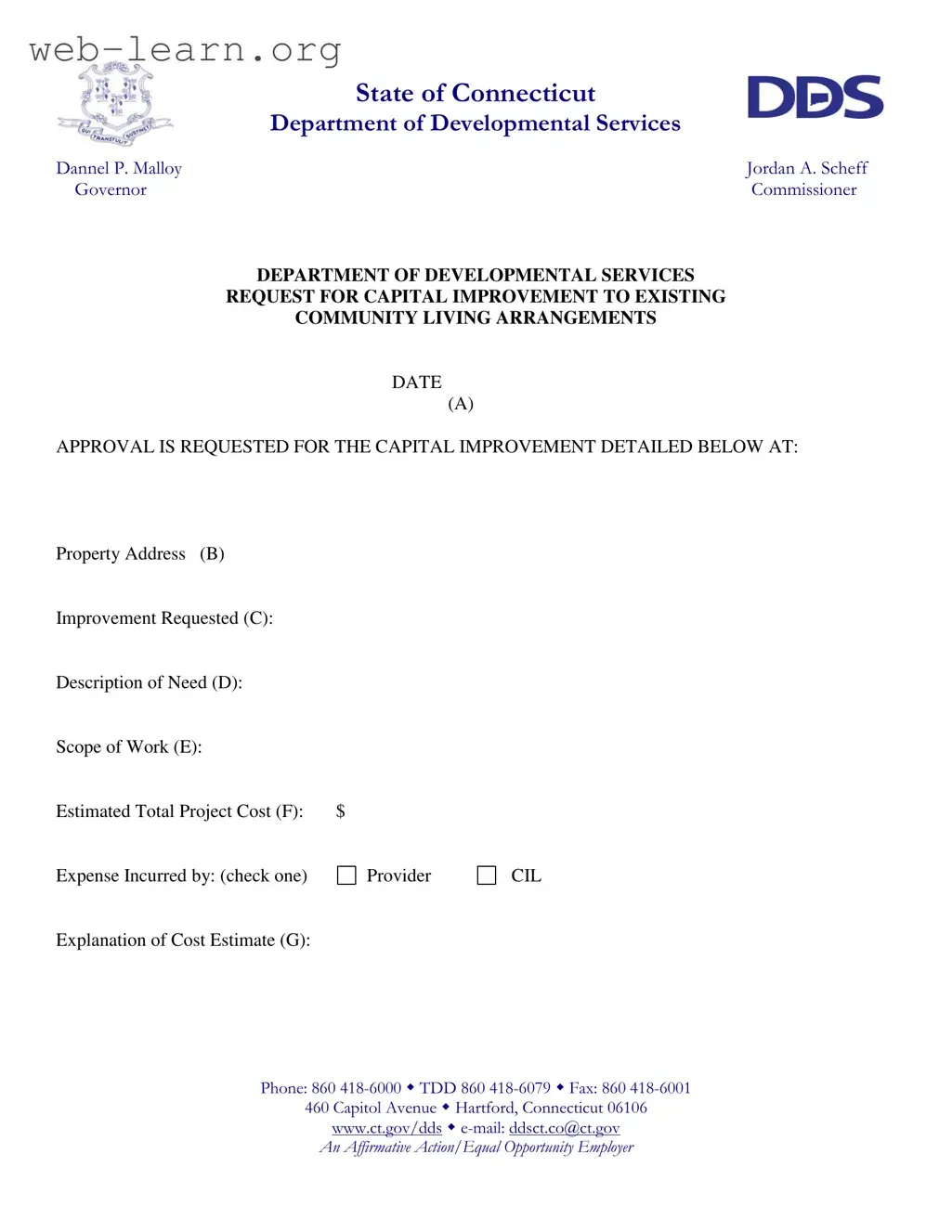 Blank Connecticut Capital Improvement Form