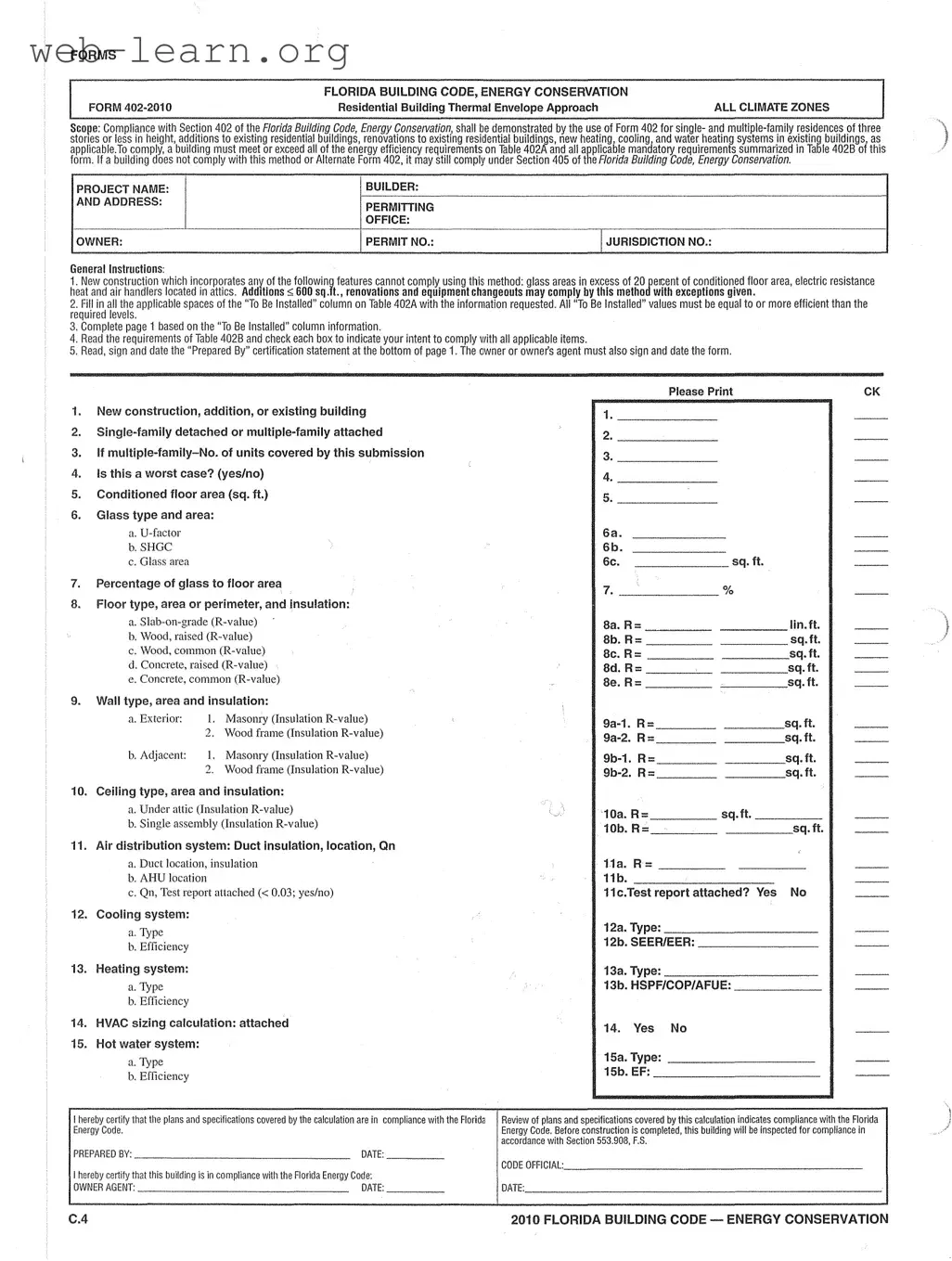 Blank Florida Energy Form