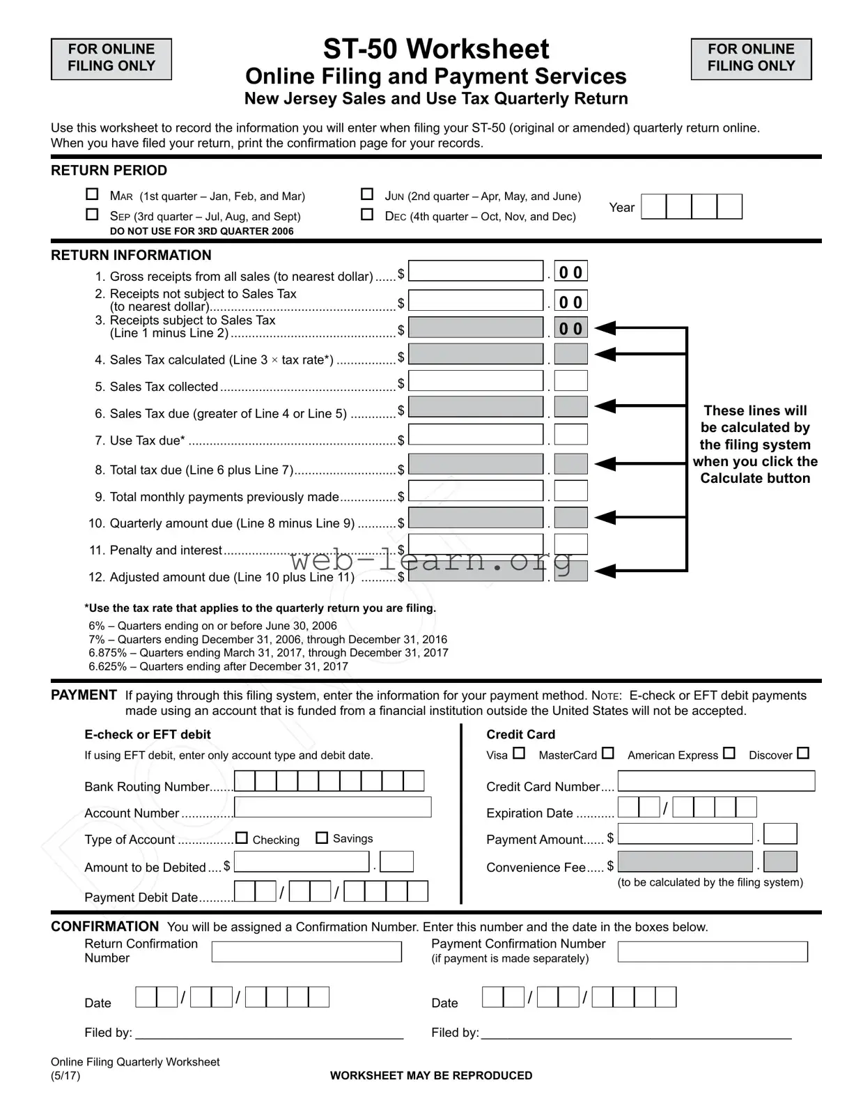 Blank Nj Sales Tax St 50 Form