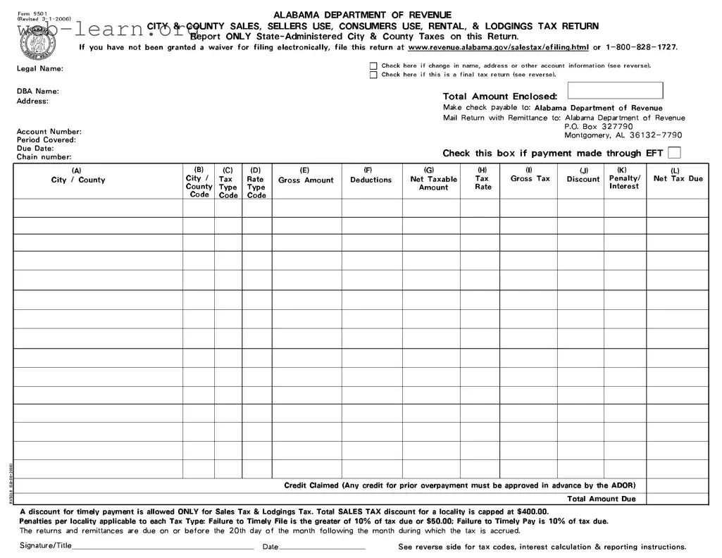 Blank Alabama 9501 Form