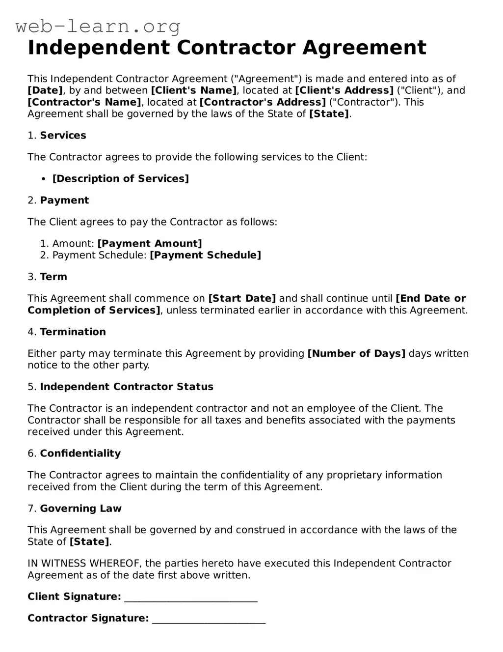 Attorney-Approved Independent Contractor Agreement Template