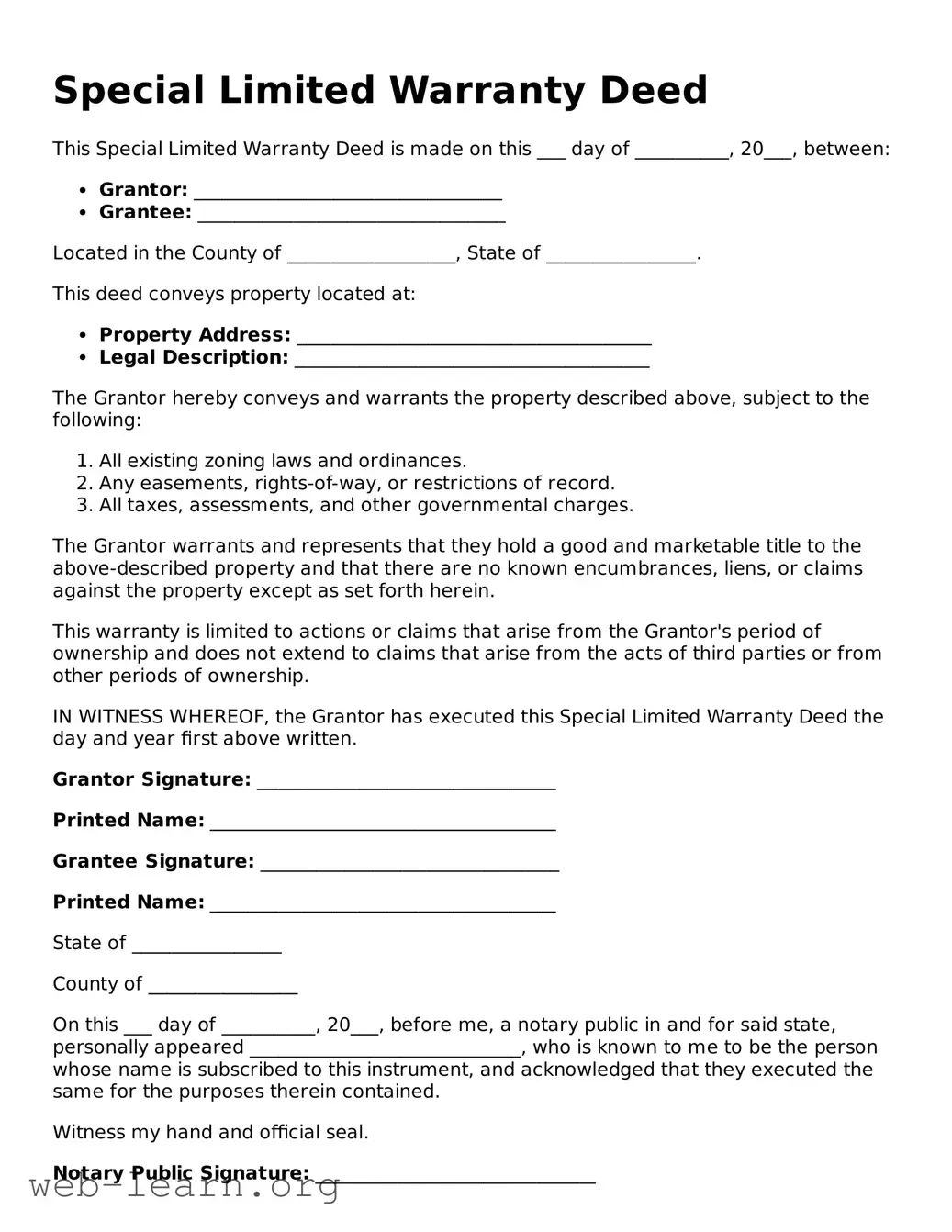 Attorney-Approved Special (Limited) Warranty Deed Template