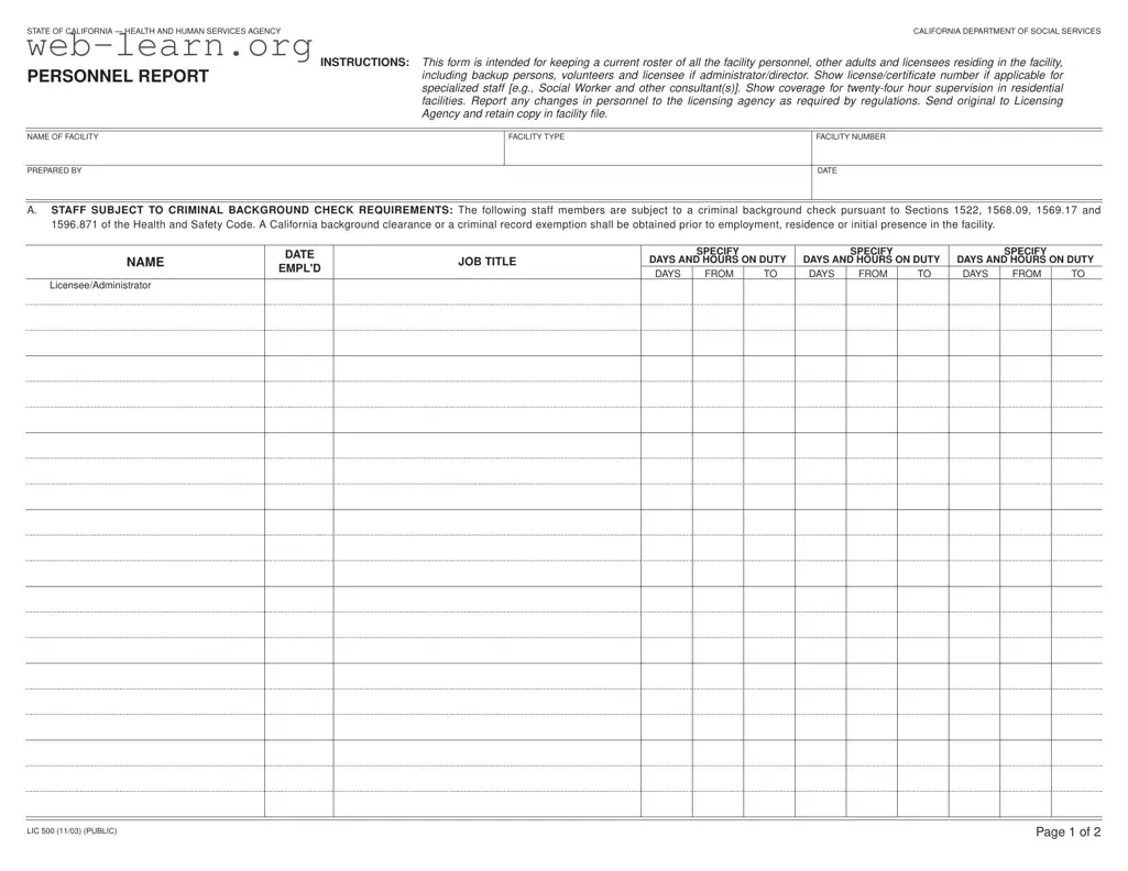 Blank Lic 500 Form