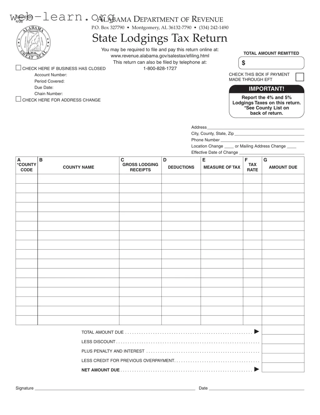 Blank Alabama 2320 Form