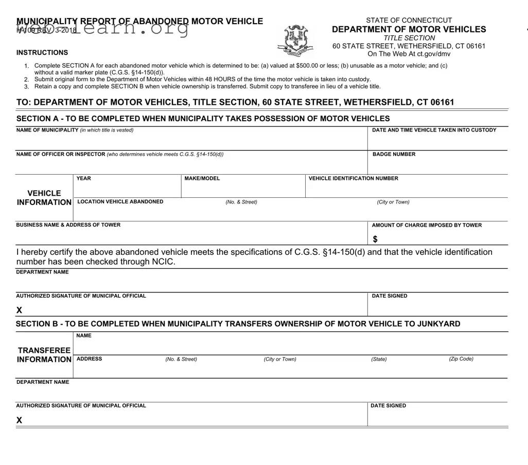 Blank Connecticut H 109 Form