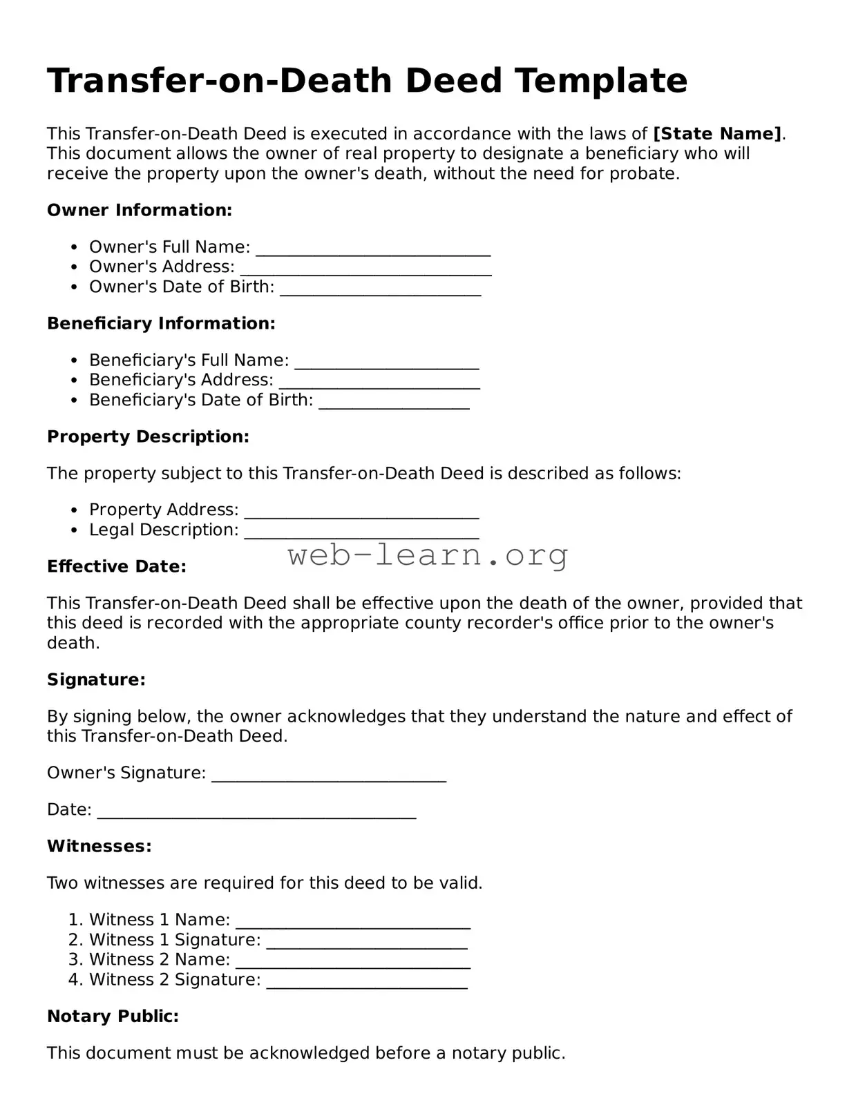 Attorney-Approved Transfer-on-Death Deed Template