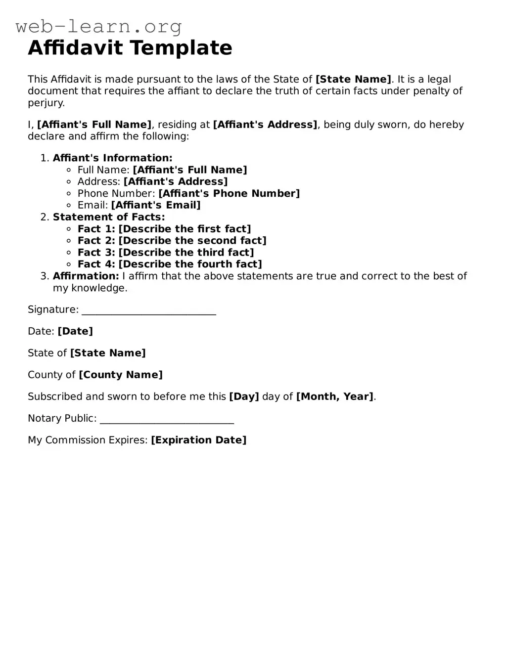 Attorney-Approved Affidavit Template