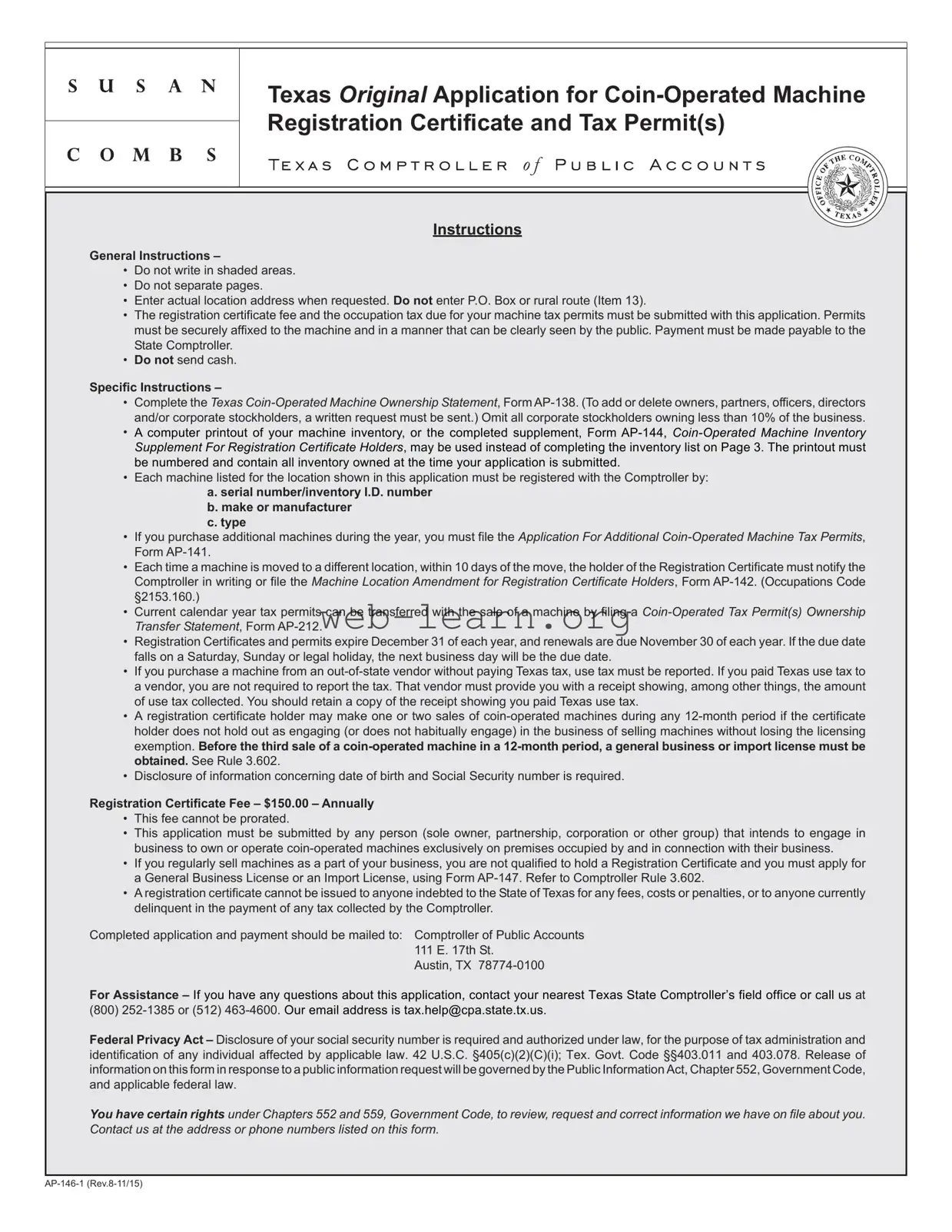 Blank Texas Ap 146 Form