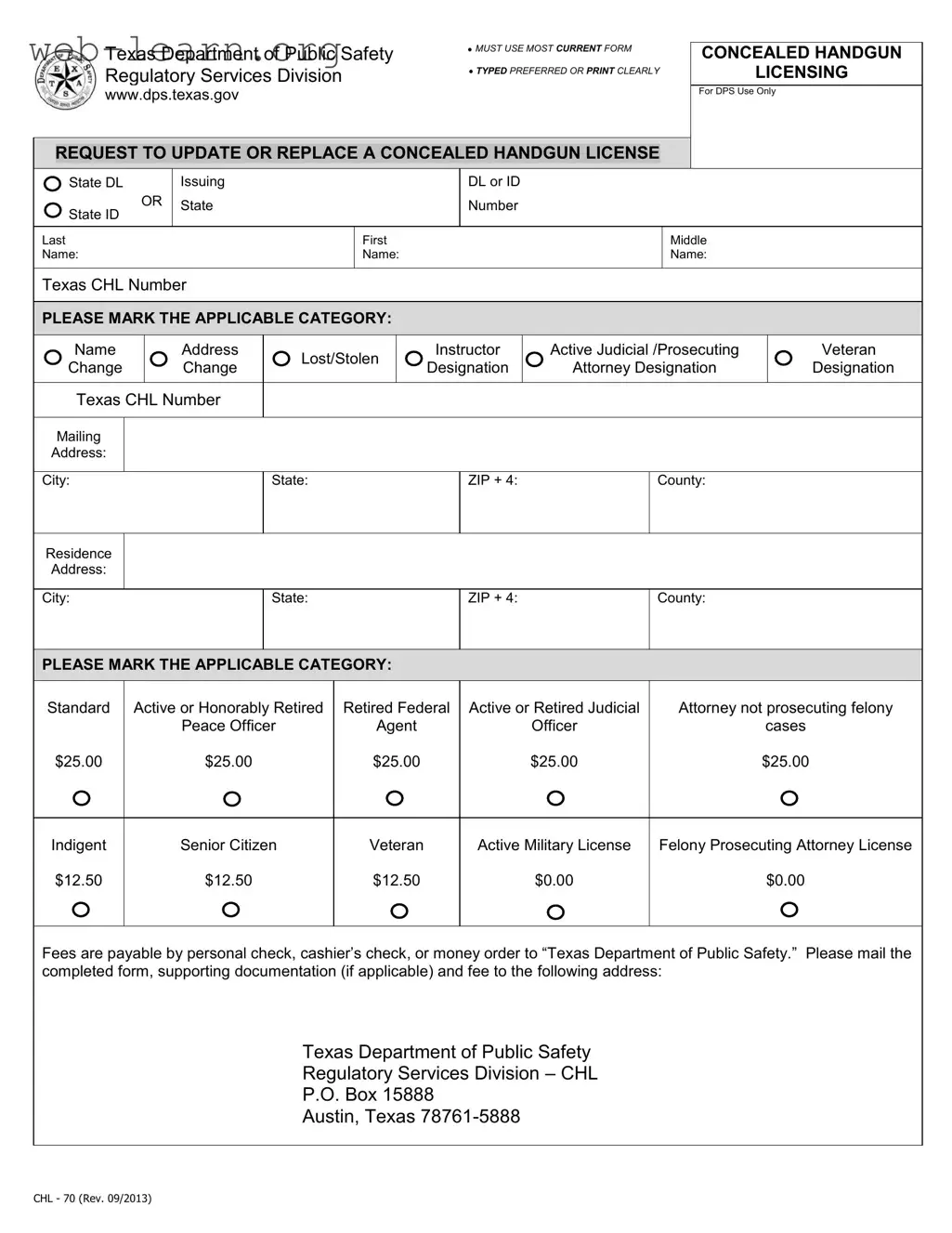 Blank Chl 70 Texas Form