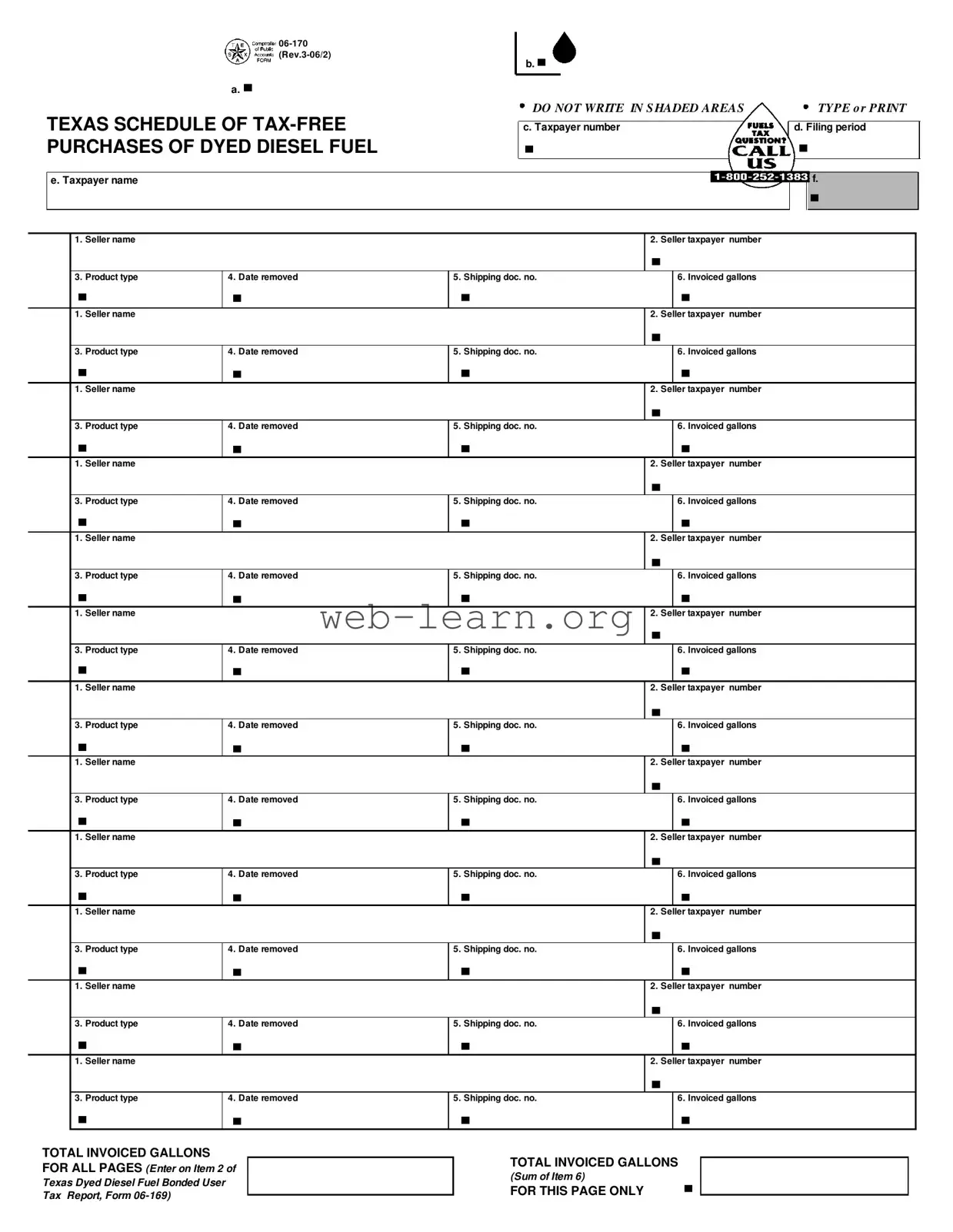 Blank Texas 06 170 Form