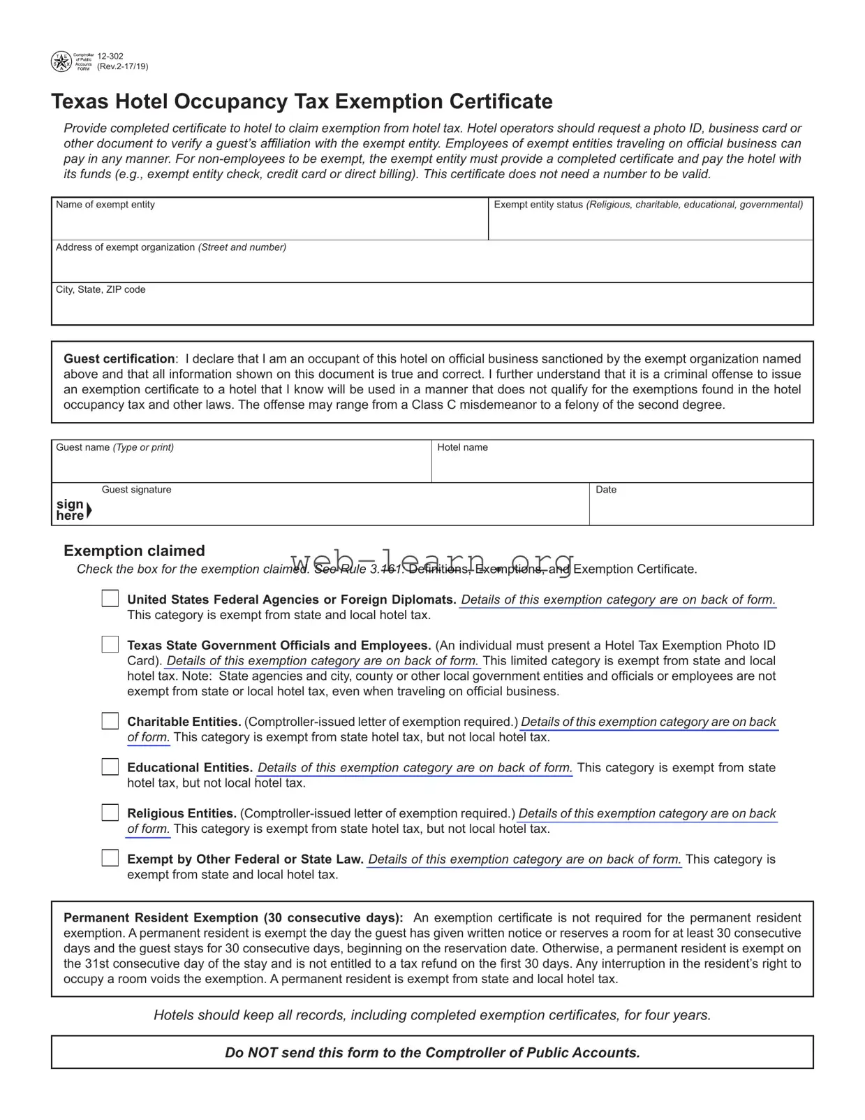 Blank Texas 12 302 Form