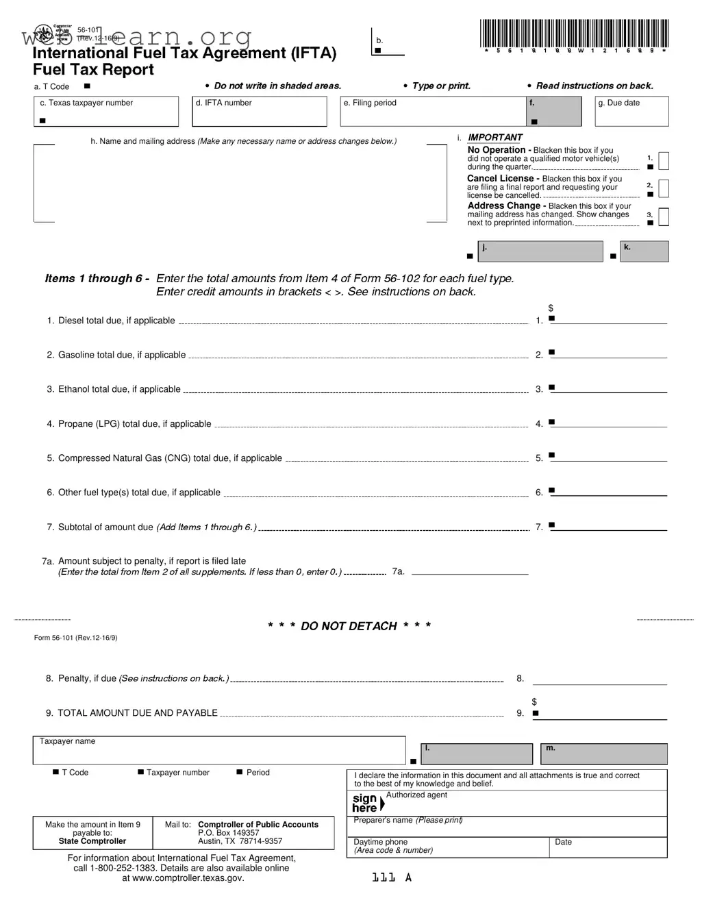 Blank Ifta Texas Form