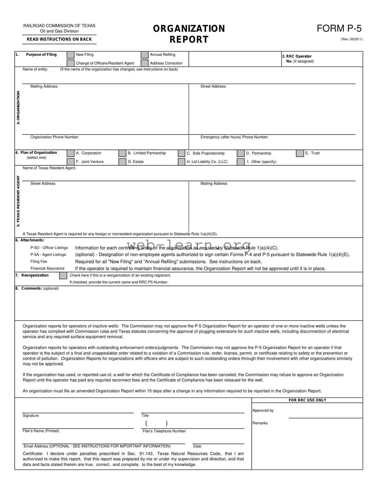 Blank Texas P 5 Form