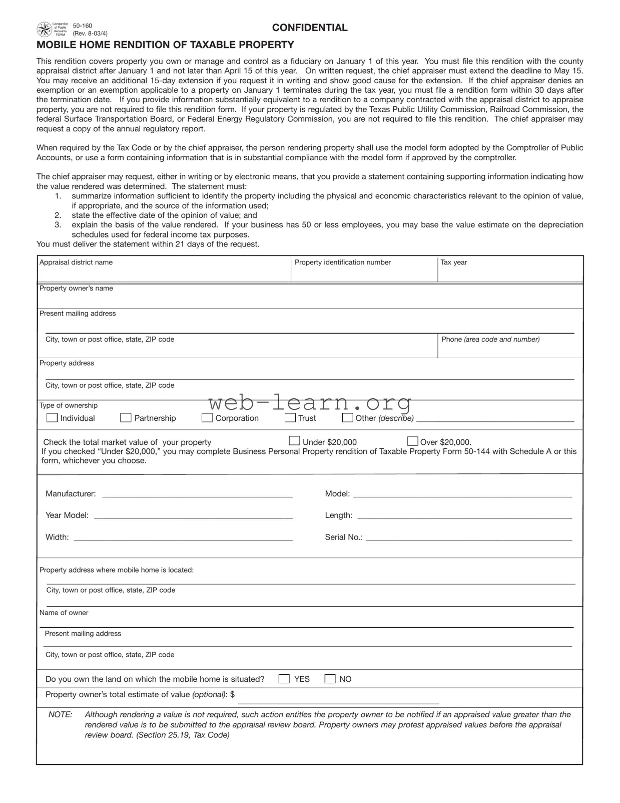 Blank Texas 50 160 Form