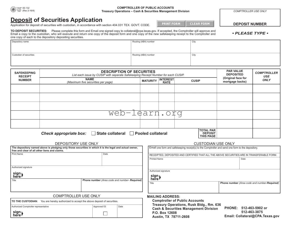 Blank Texas 00 132 Form