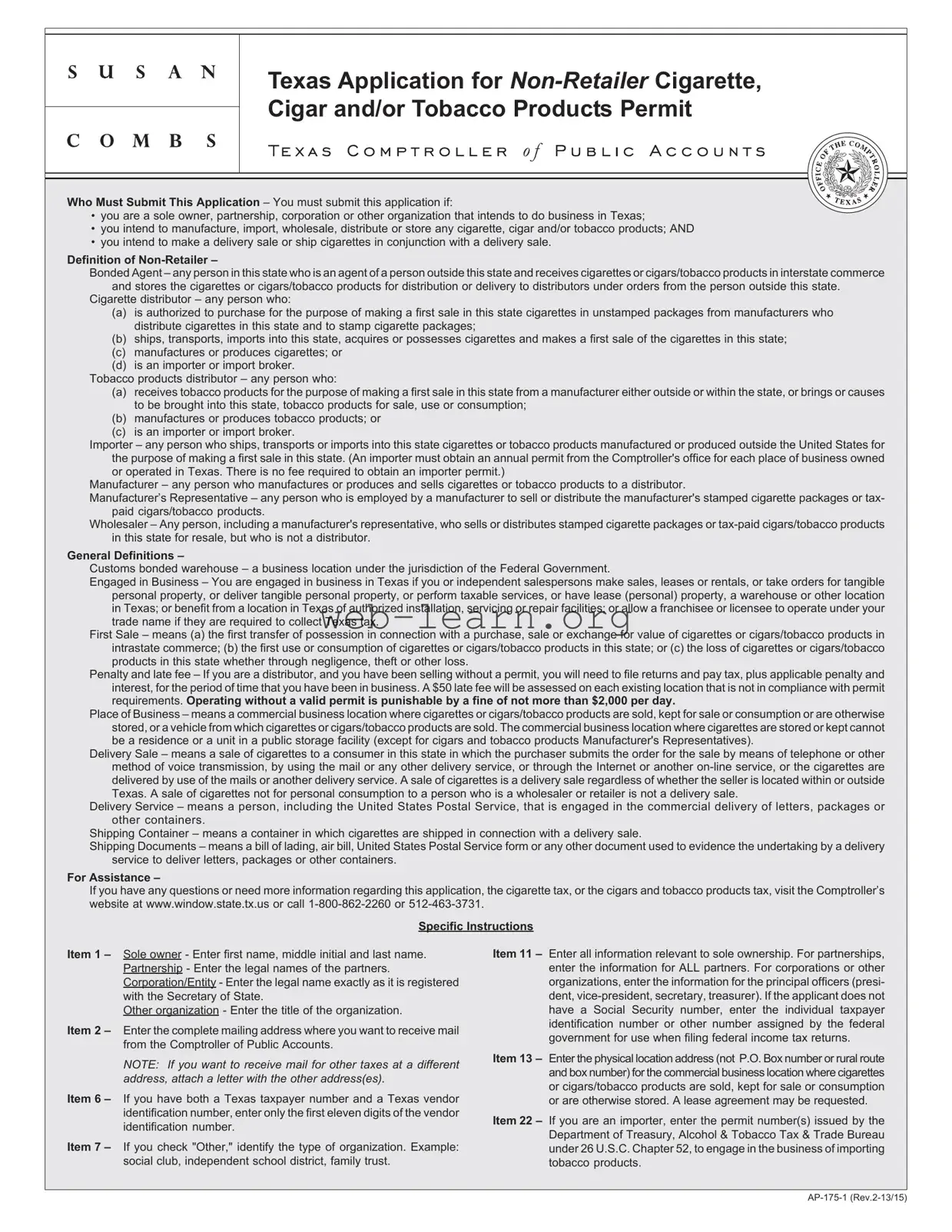 Blank Texas Ap 175 Form