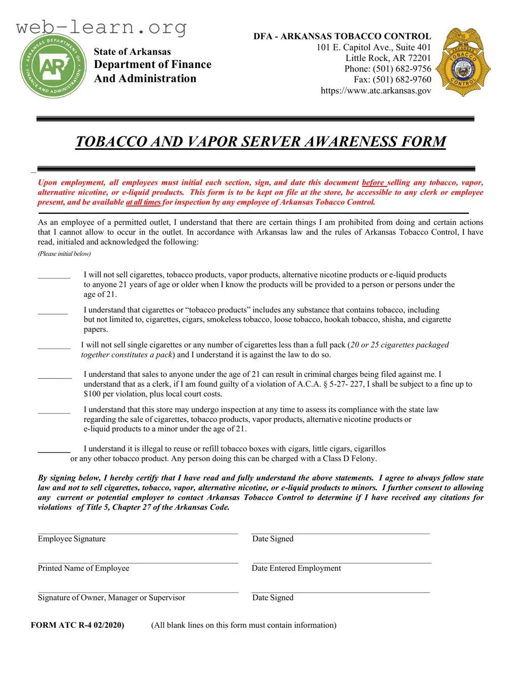 Blank Arkansas Atc R4 Form