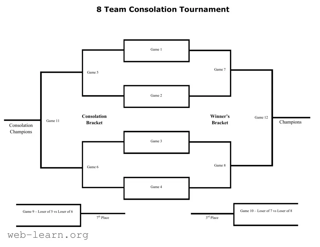 Blank Tournament Consolation Bracket Form