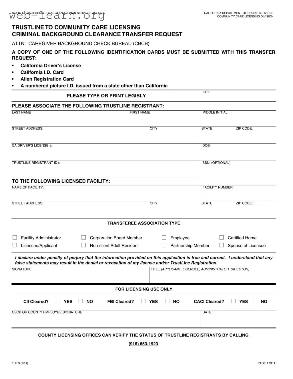 Blank California Tlr 3 Form