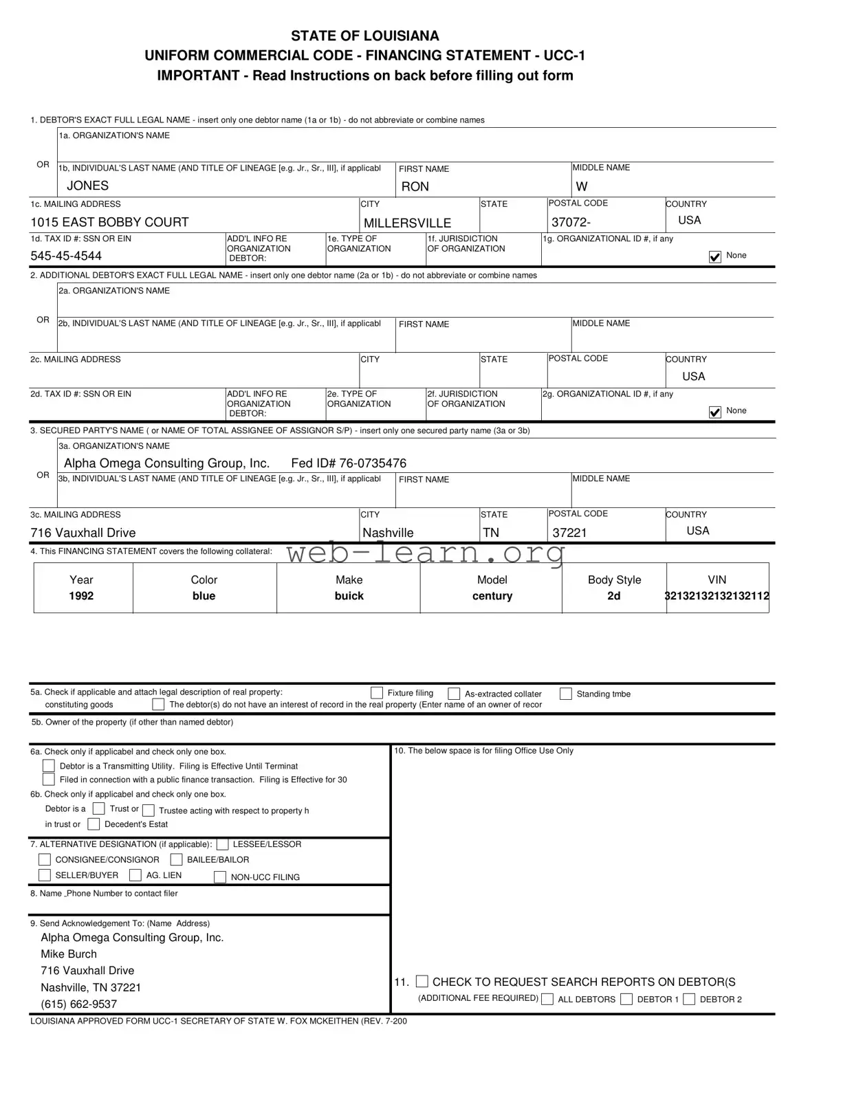 Blank Ucc 1 Louisiana Form