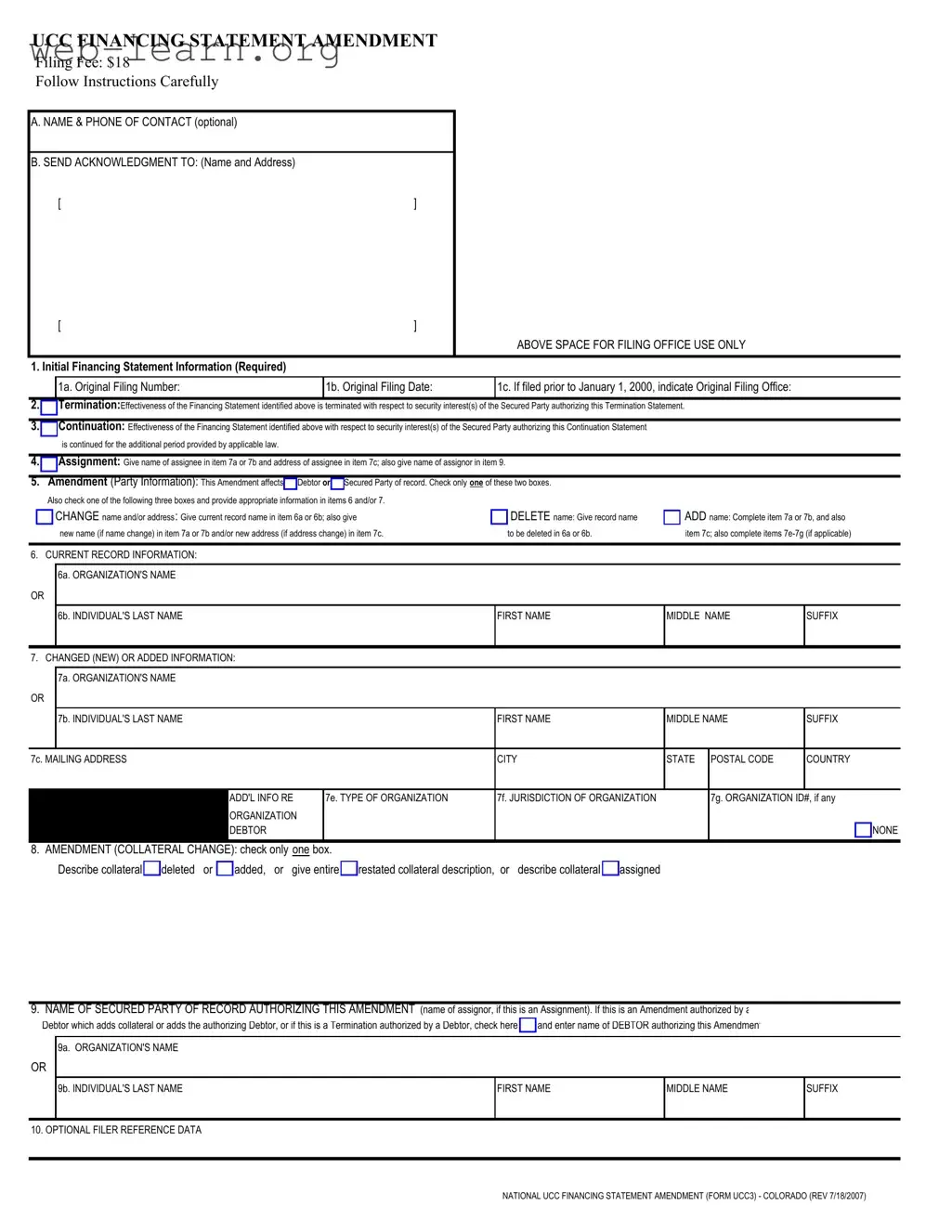 Blank Colorado Ucc3 Form