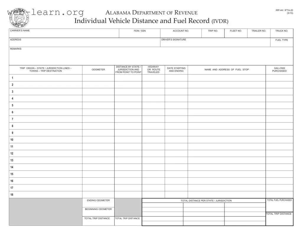 Blank Alabama Irp 44 Form