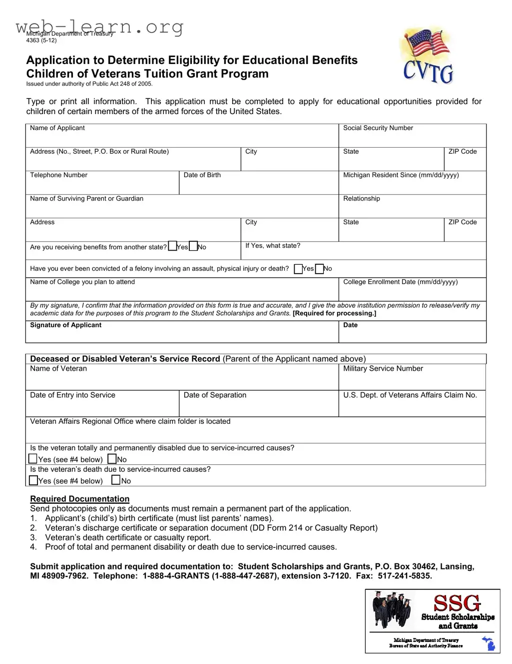 Blank Michigan 4363 Form