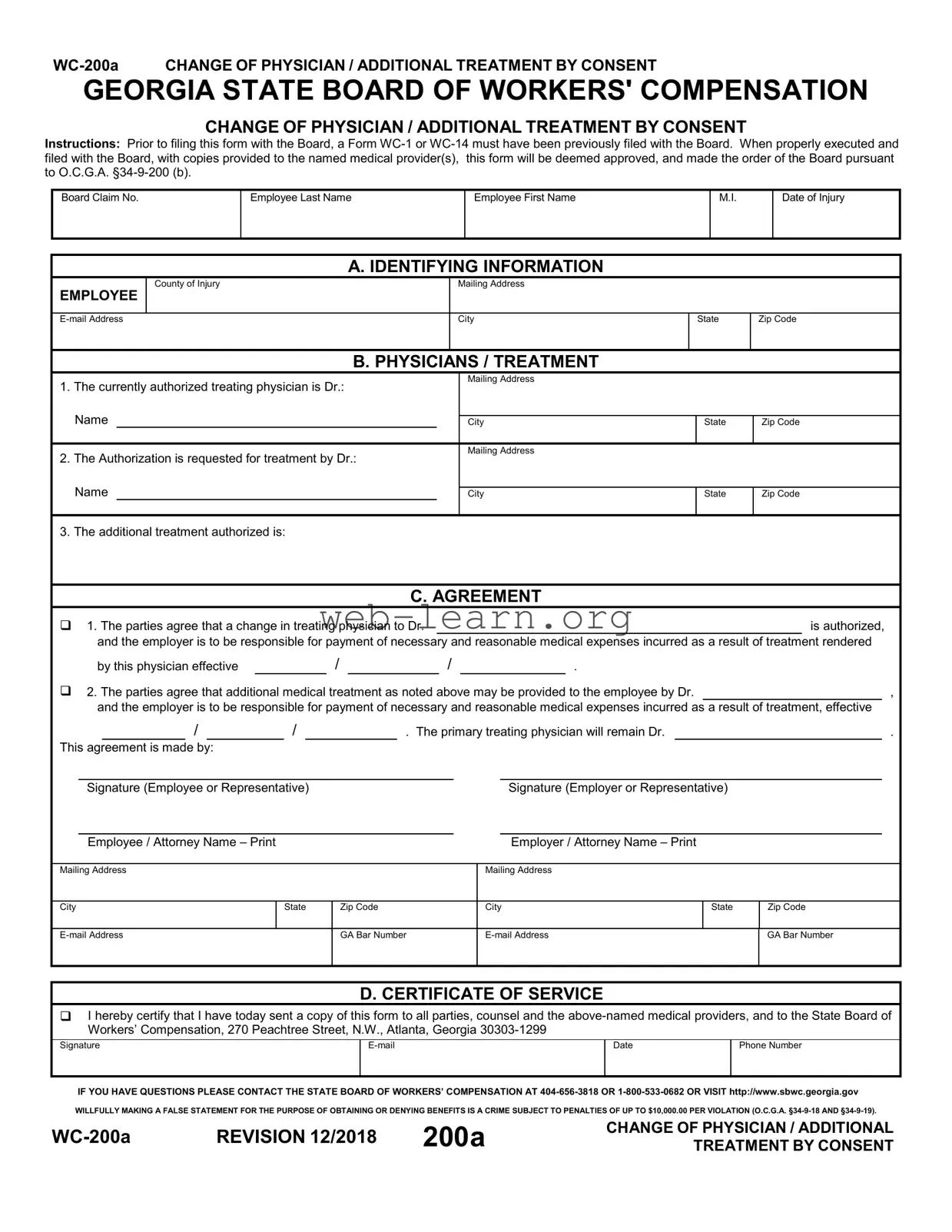 Blank Wc 200A Georgia Form